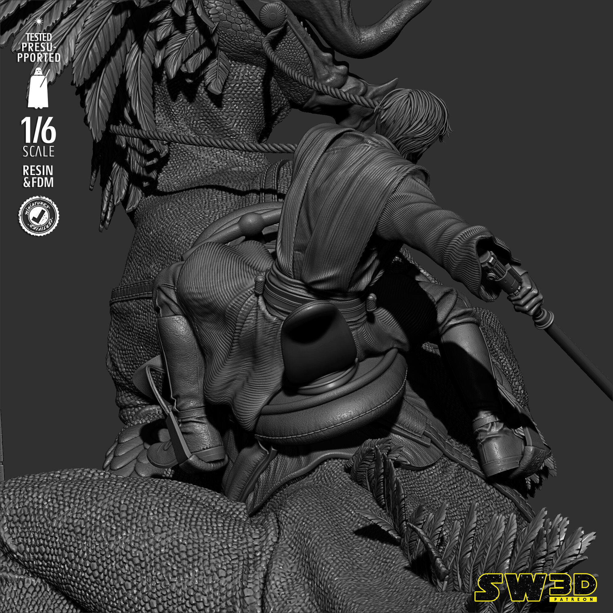 STAR WARS Obi Wan on Boga Sculpture 3D print model_26