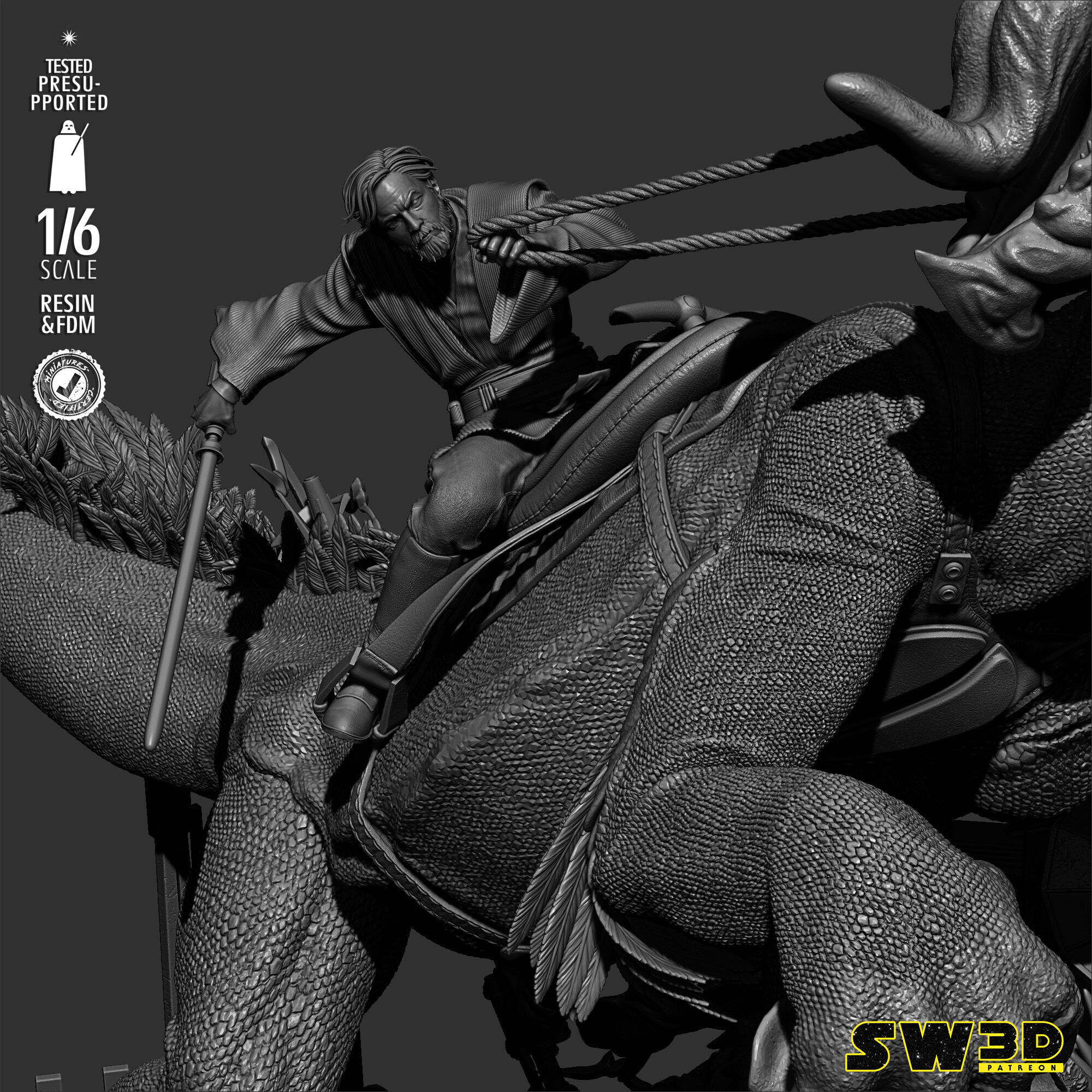 STAR WARS Obi Wan on Boga Sculpture 3D print model_24