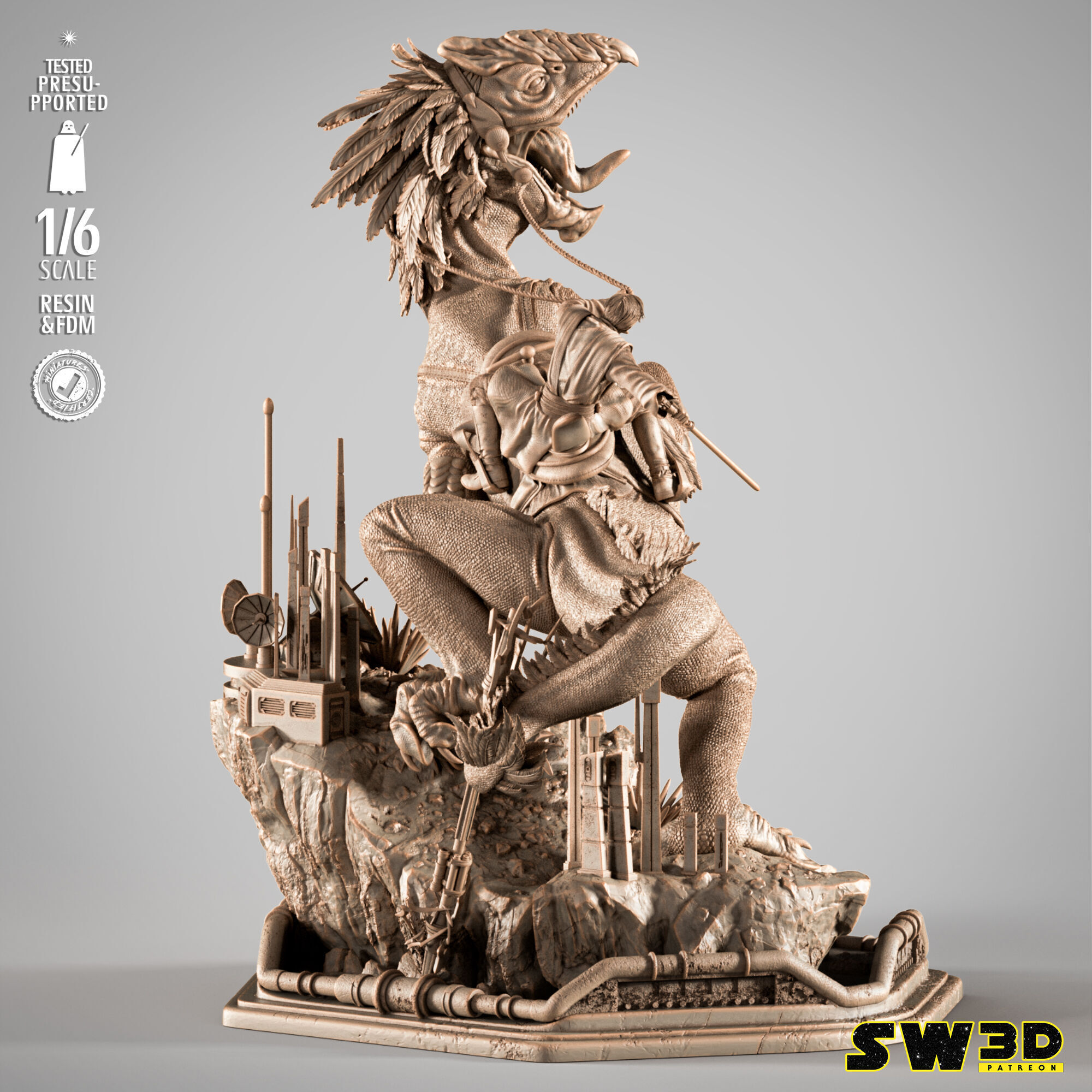 STAR WARS Obi Wan on Boga Sculpture 3D print model_2