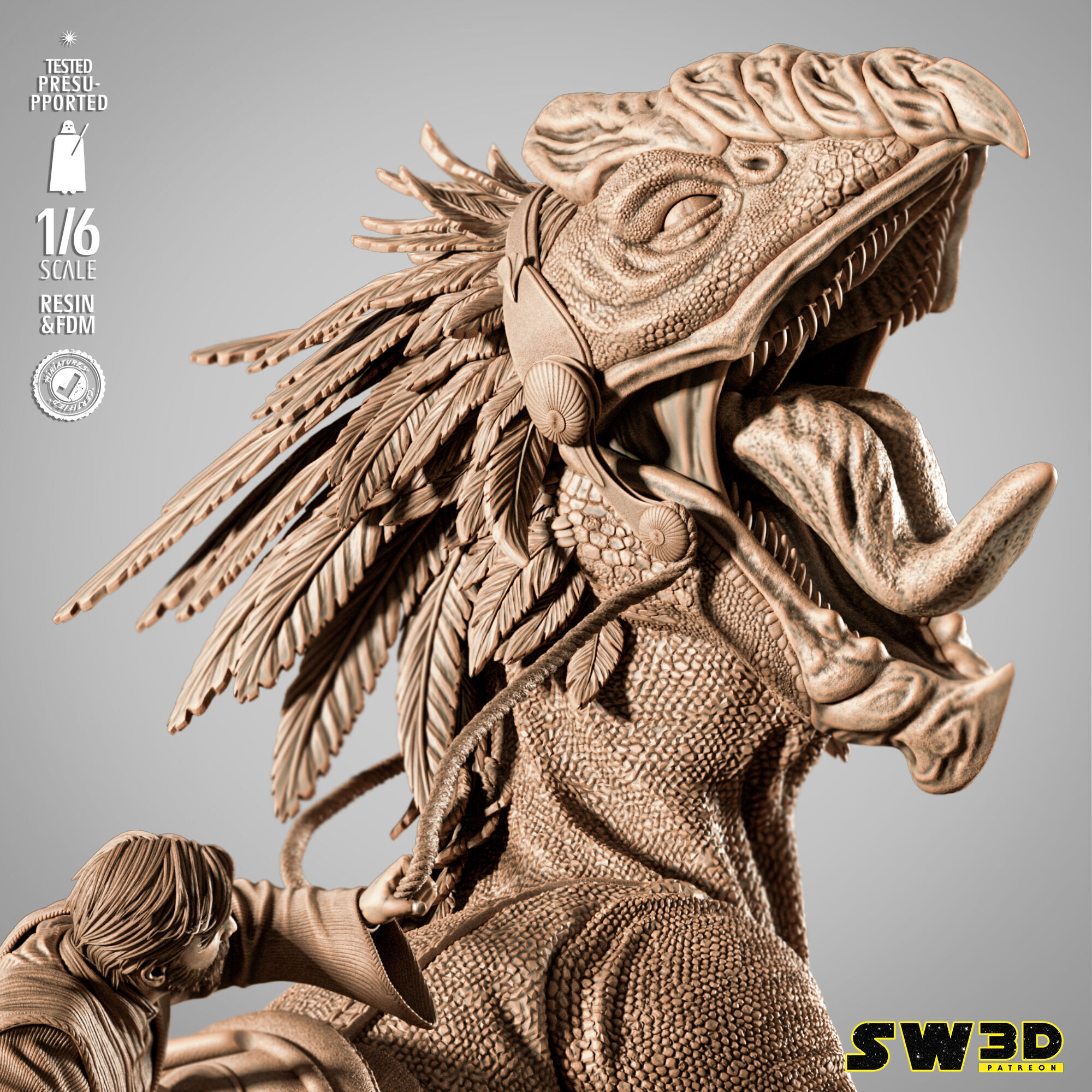 STAR WARS Obi Wan on Boga Sculpture 3D print model_9