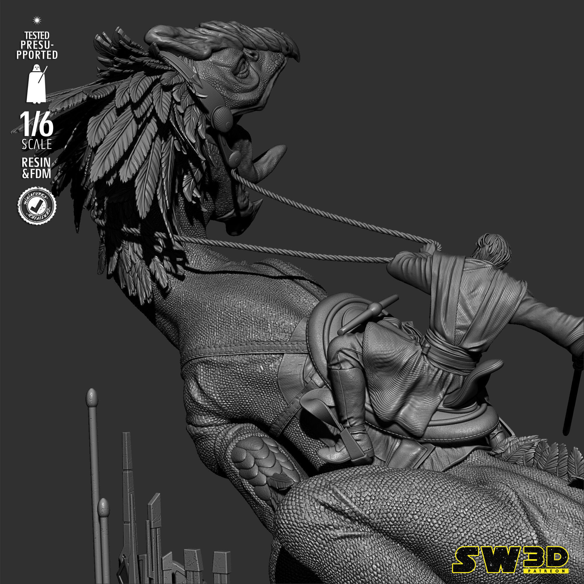 STAR WARS Obi Wan on Boga Sculpture 3D print model_25