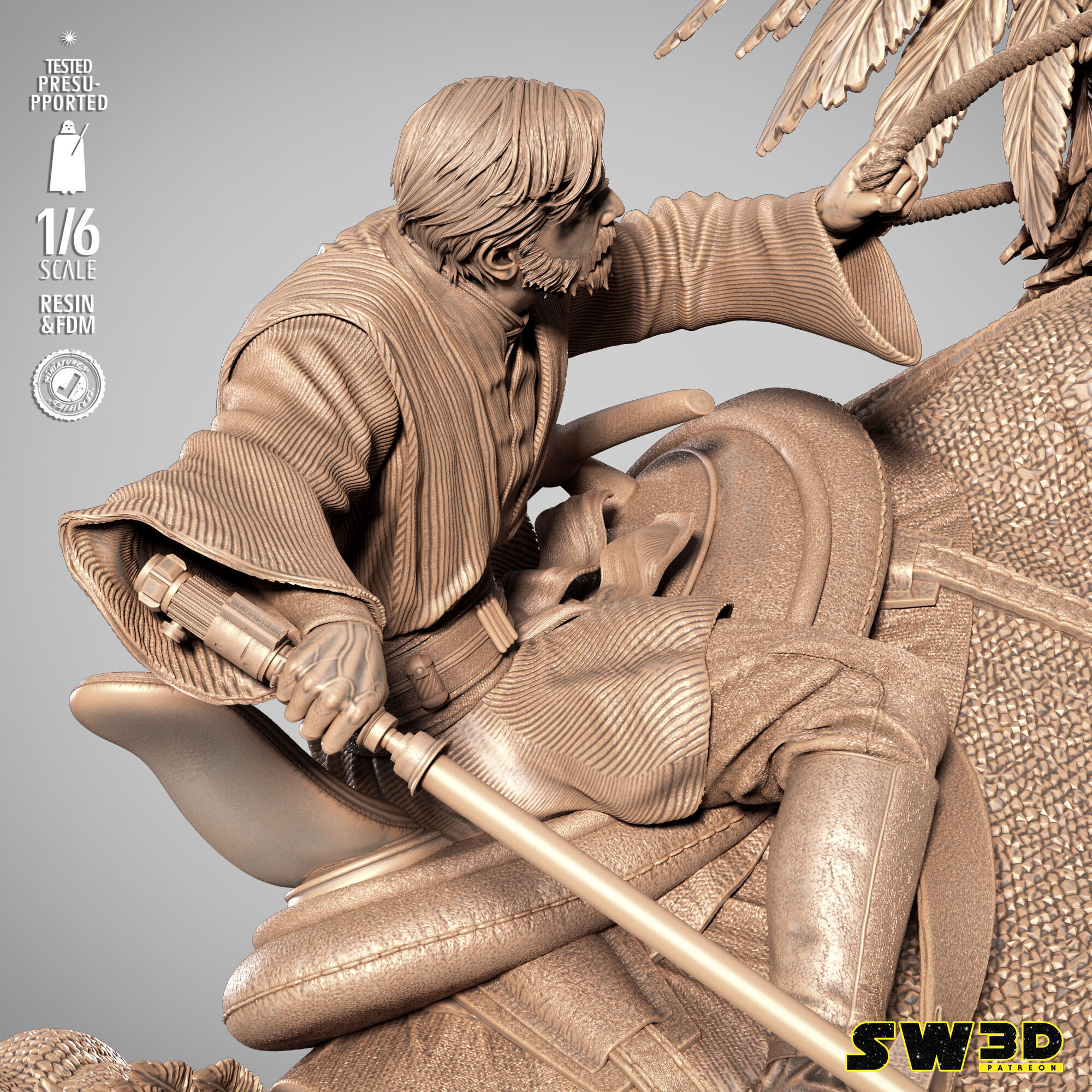 STAR WARS Obi Wan on Boga Sculpture 3D print model_15