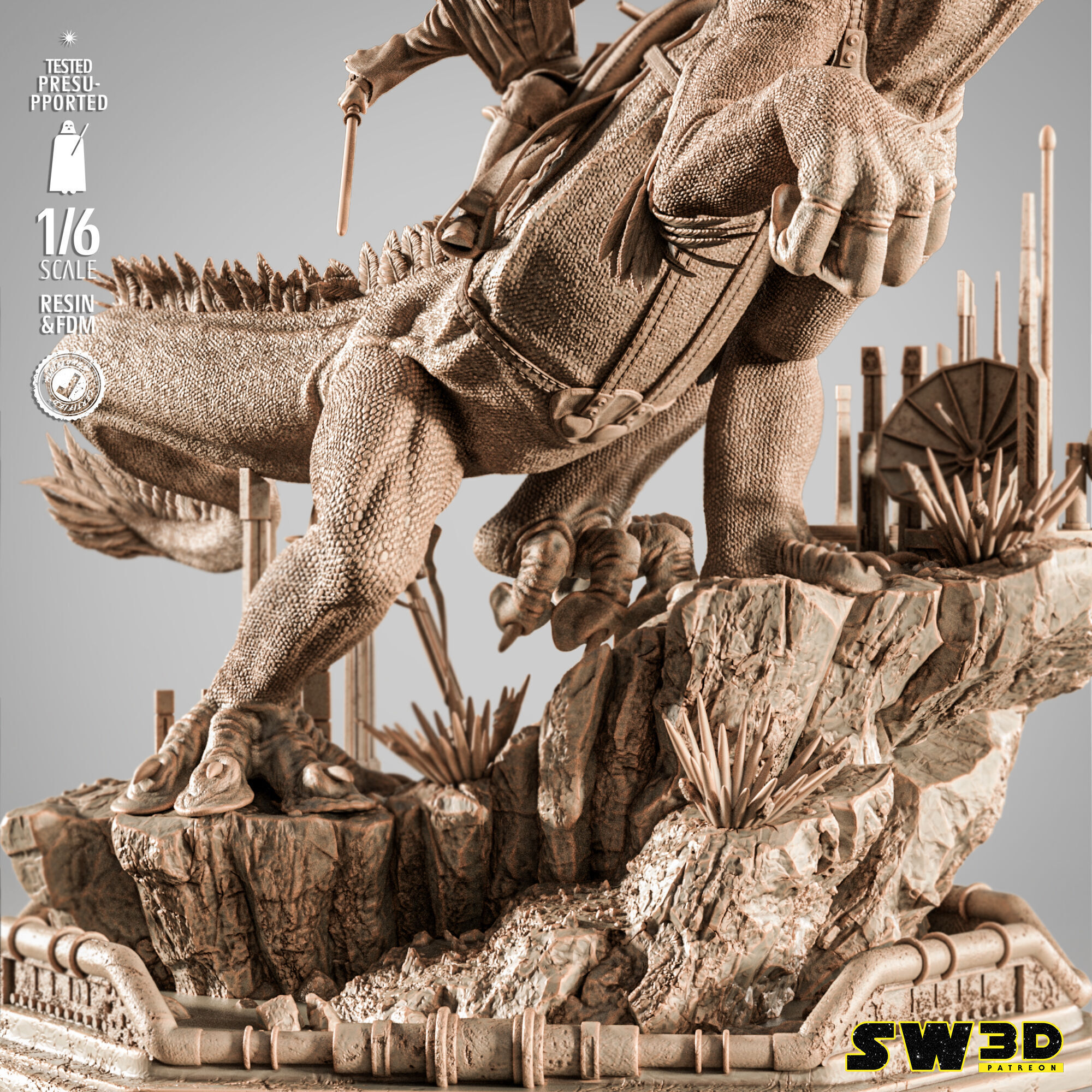 STAR WARS Obi Wan on Boga Sculpture 3D print model_6