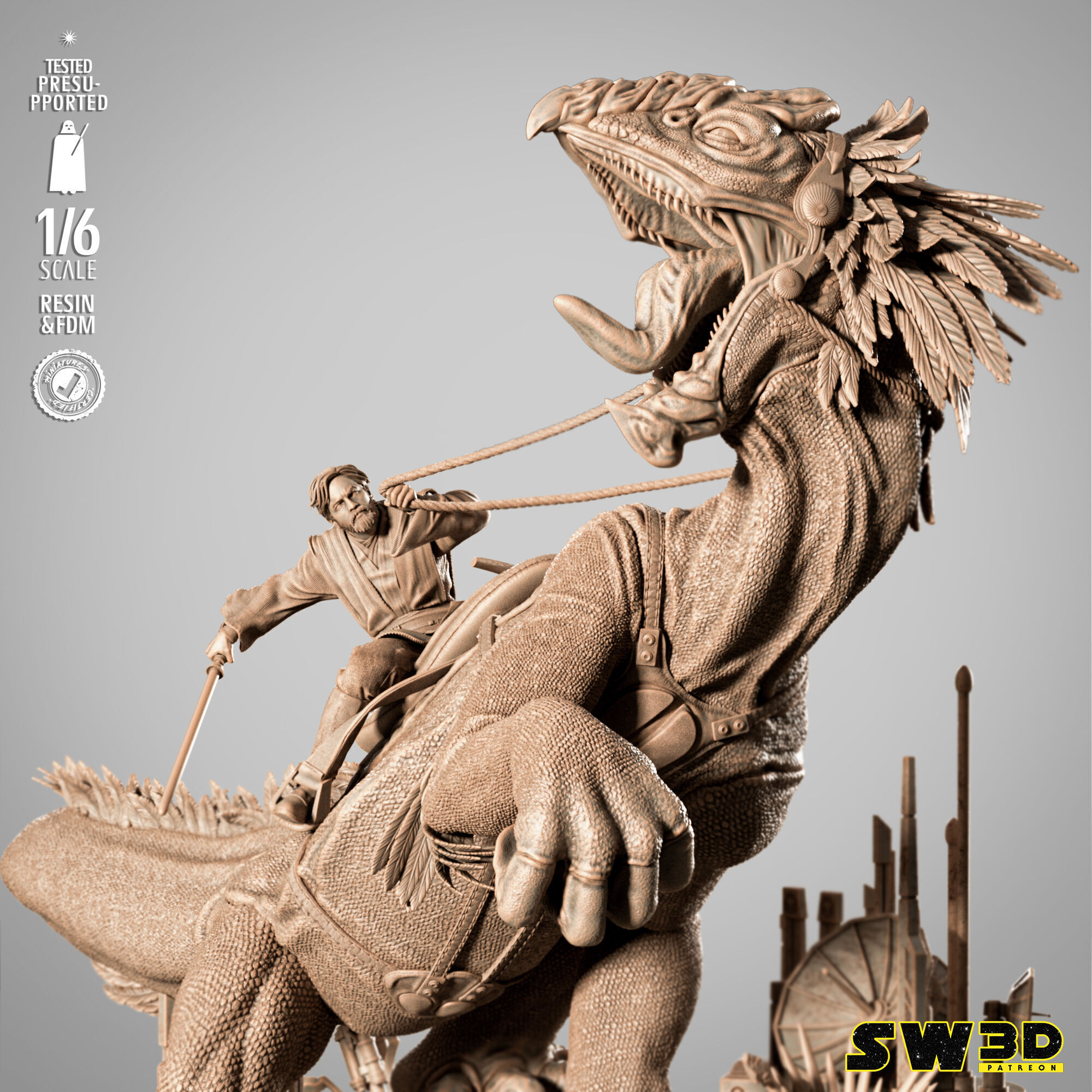 STAR WARS Obi Wan on Boga Sculpture 3D print model_5