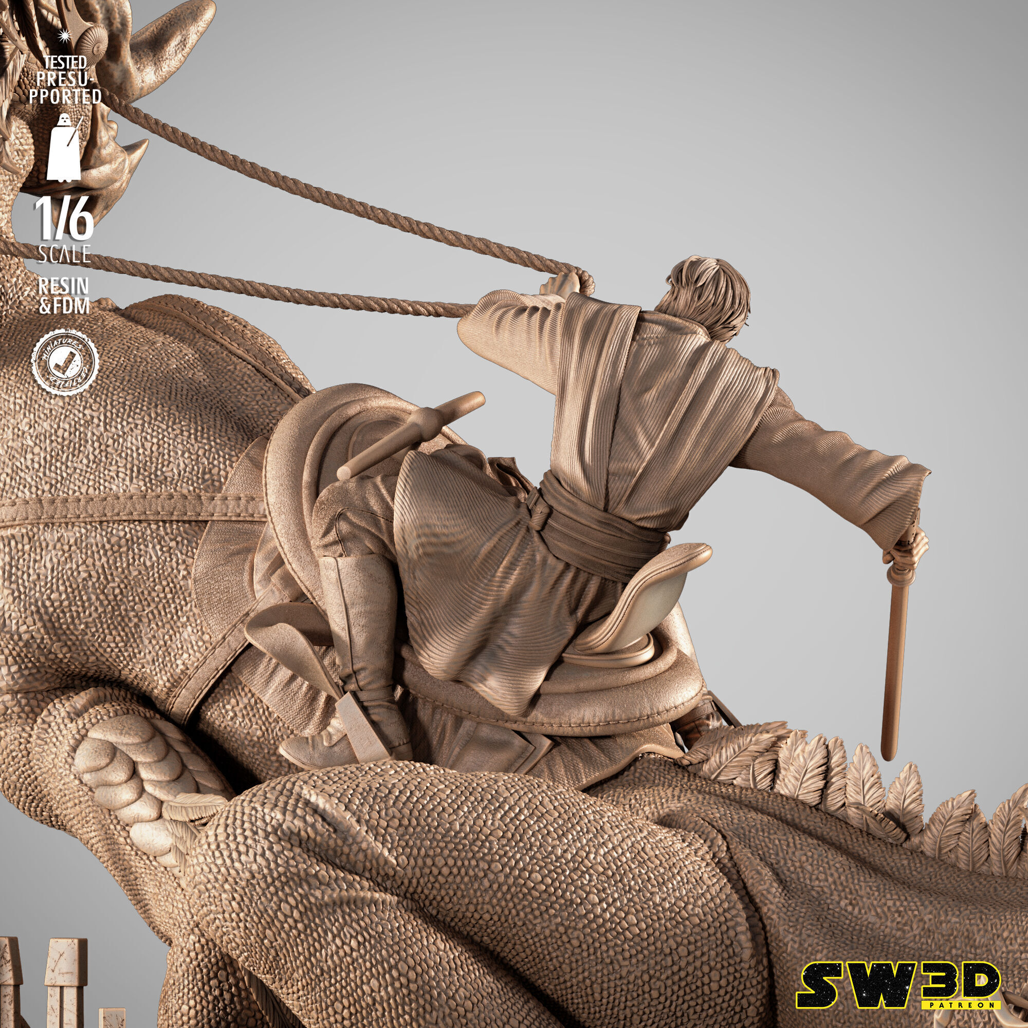 STAR WARS Obi Wan on Boga Sculpture 3D print model_12