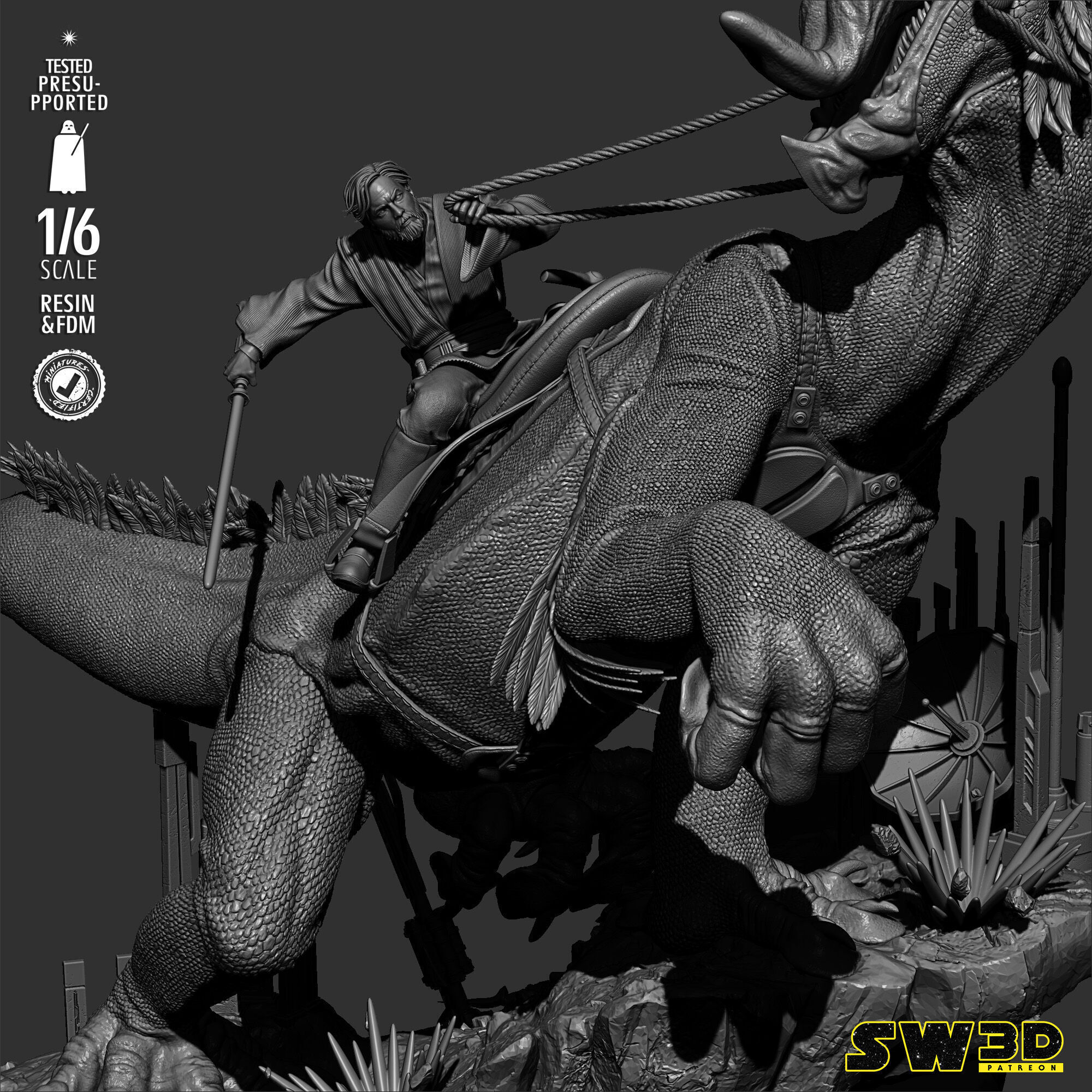 STAR WARS Obi Wan on Boga Sculpture 3D print model_23