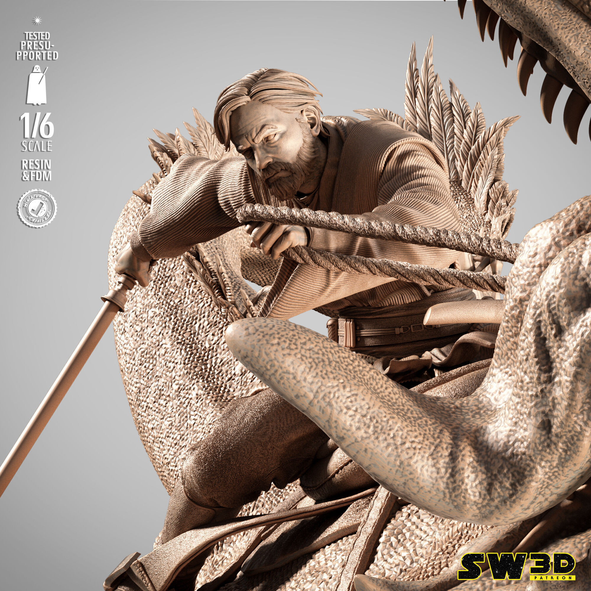 STAR WARS Obi Wan on Boga Sculpture 3D print model_14