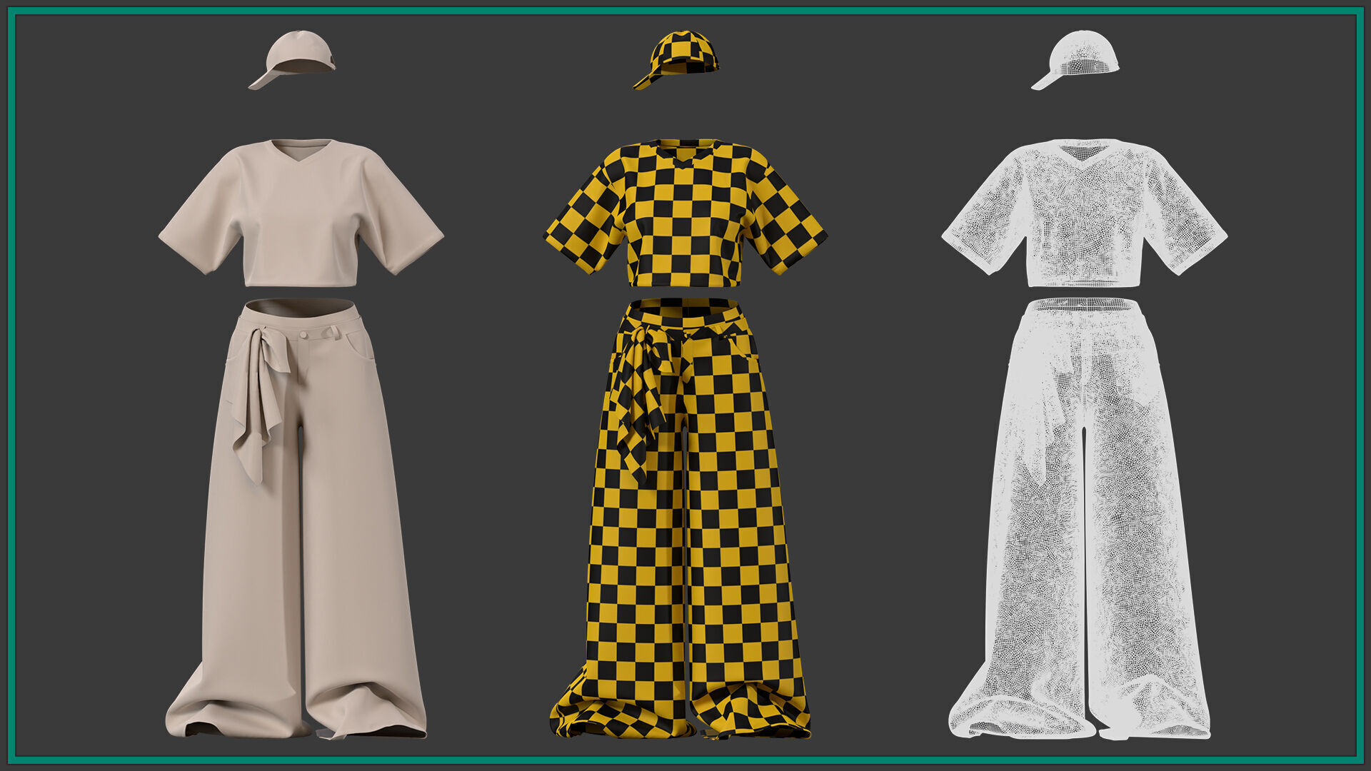 female hip hop outfit with texture and smart material 3D model_5