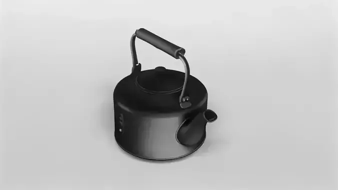 Classic Black Metal Teapot 3D Model
