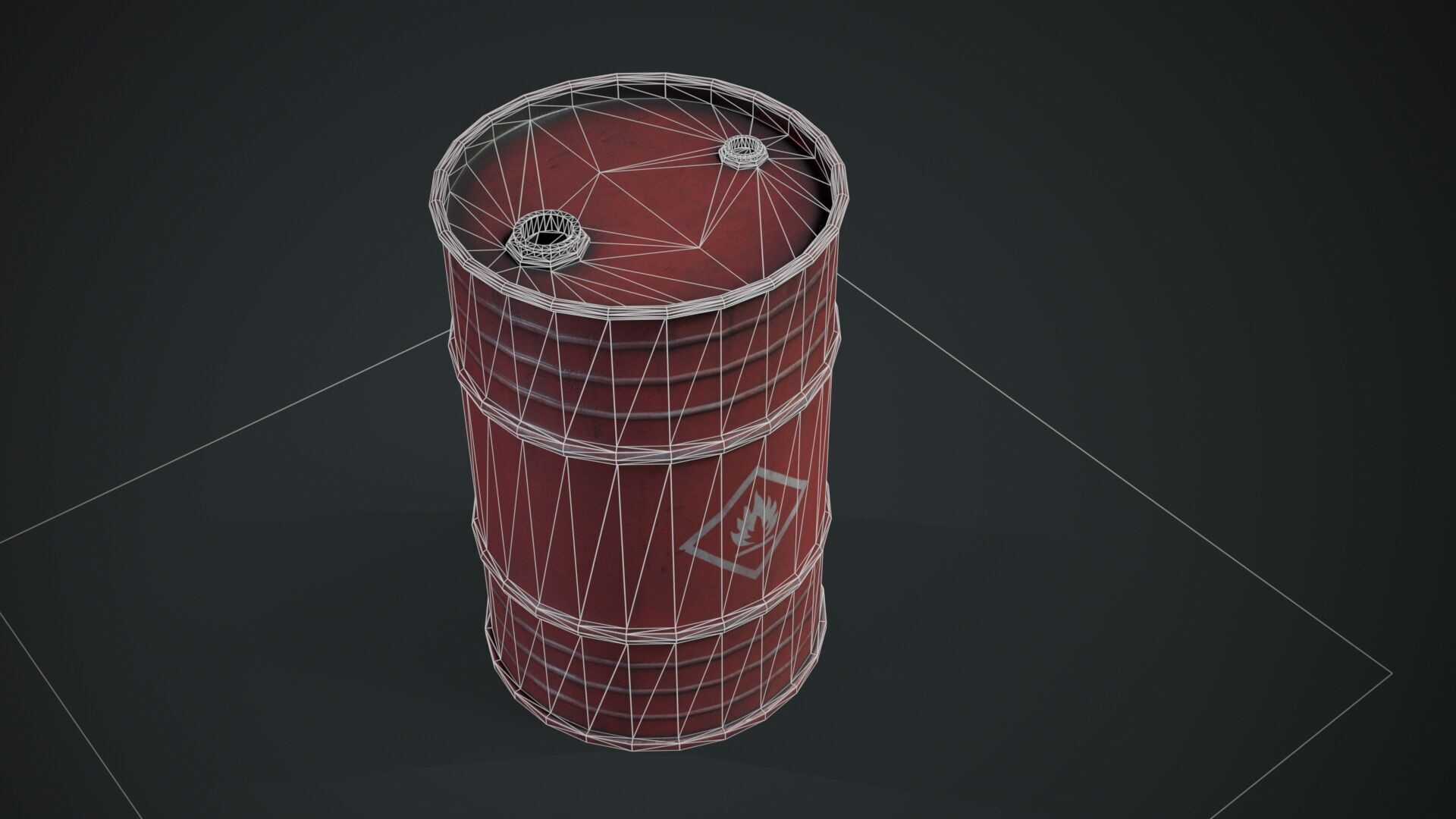 Oil Barrel Low-poly 3D model_6