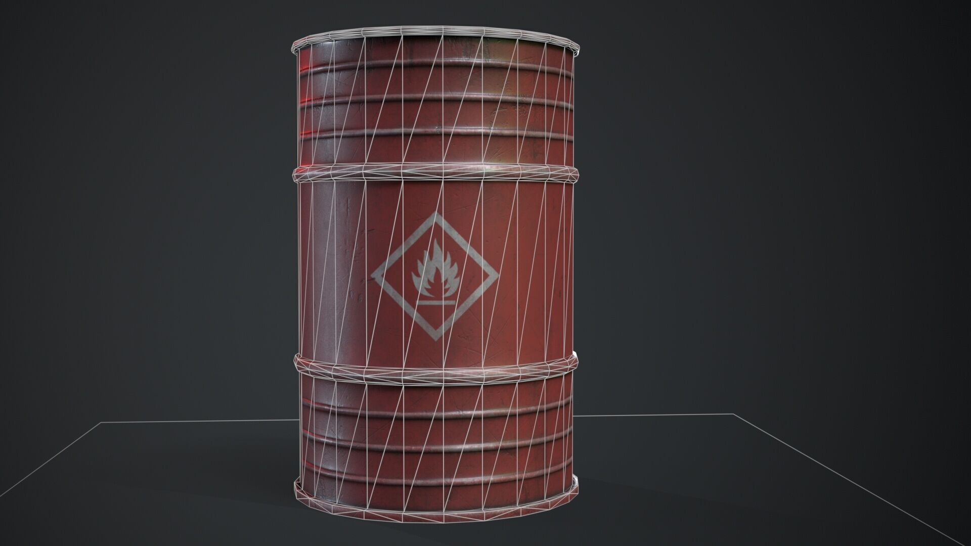 Oil Barrel Low-poly 3D model_7