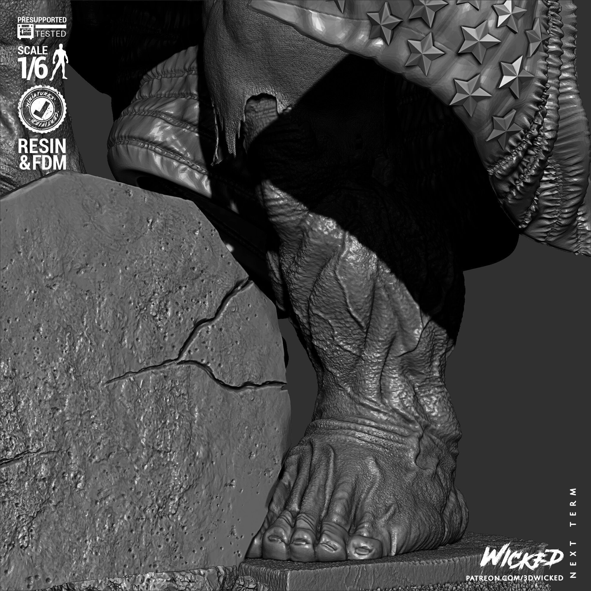 Wicked Marvel Red Hulk Sculpture 3D print model_38