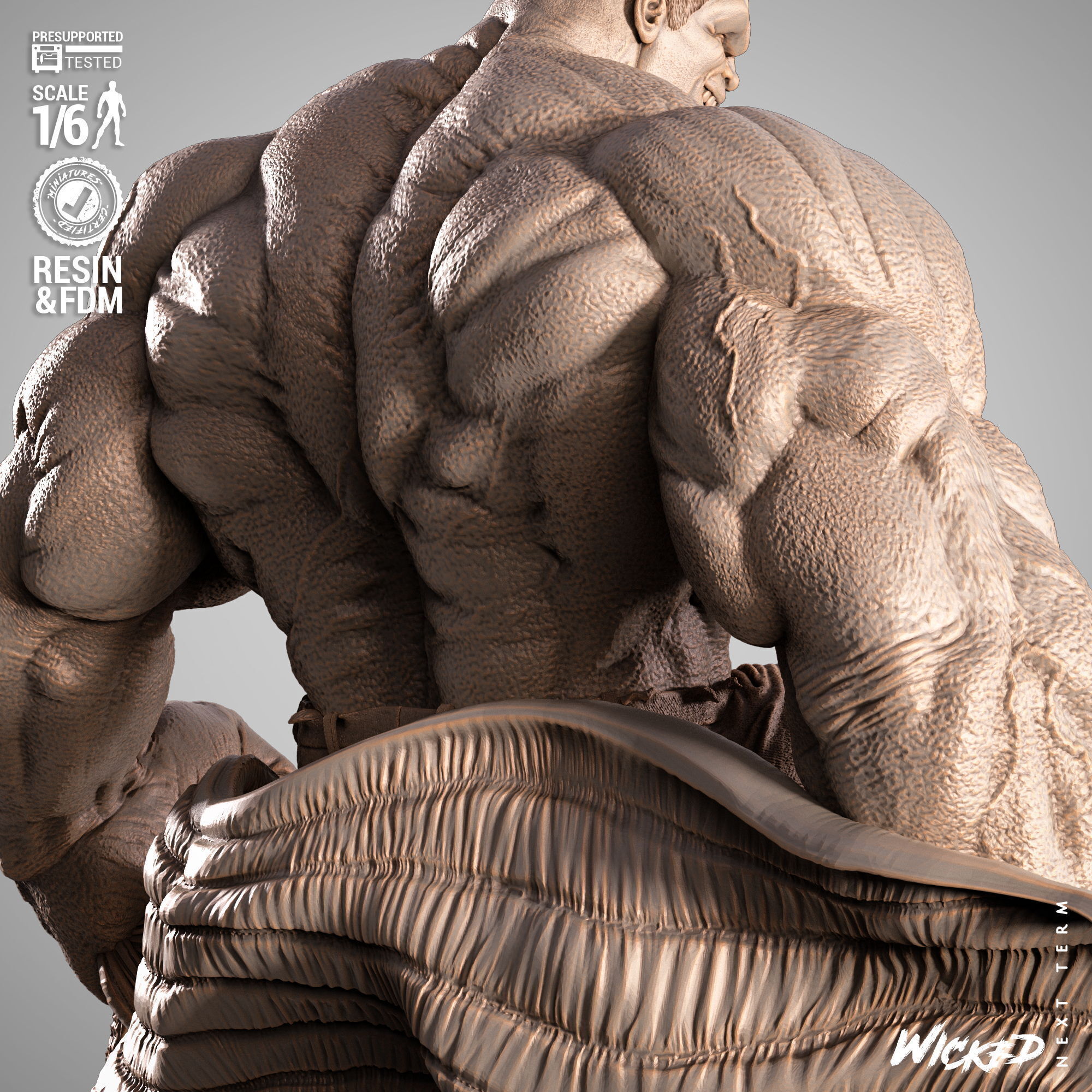 Wicked Marvel Red Hulk Sculpture 3D print model_10