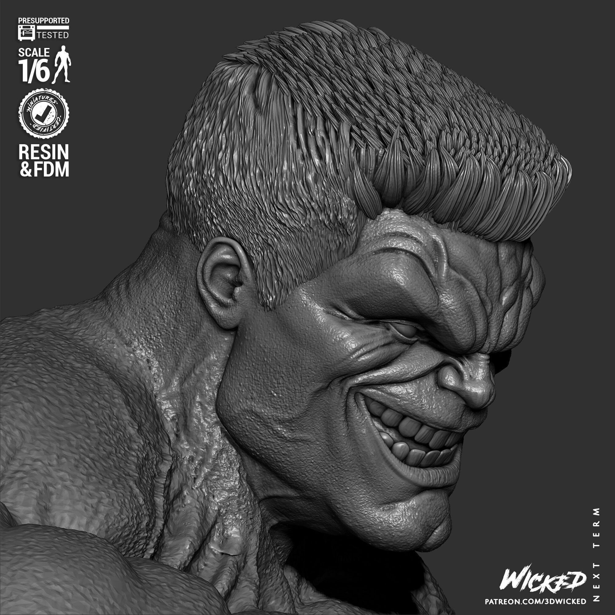 Wicked Marvel Red Hulk Sculpture 3D print model_20