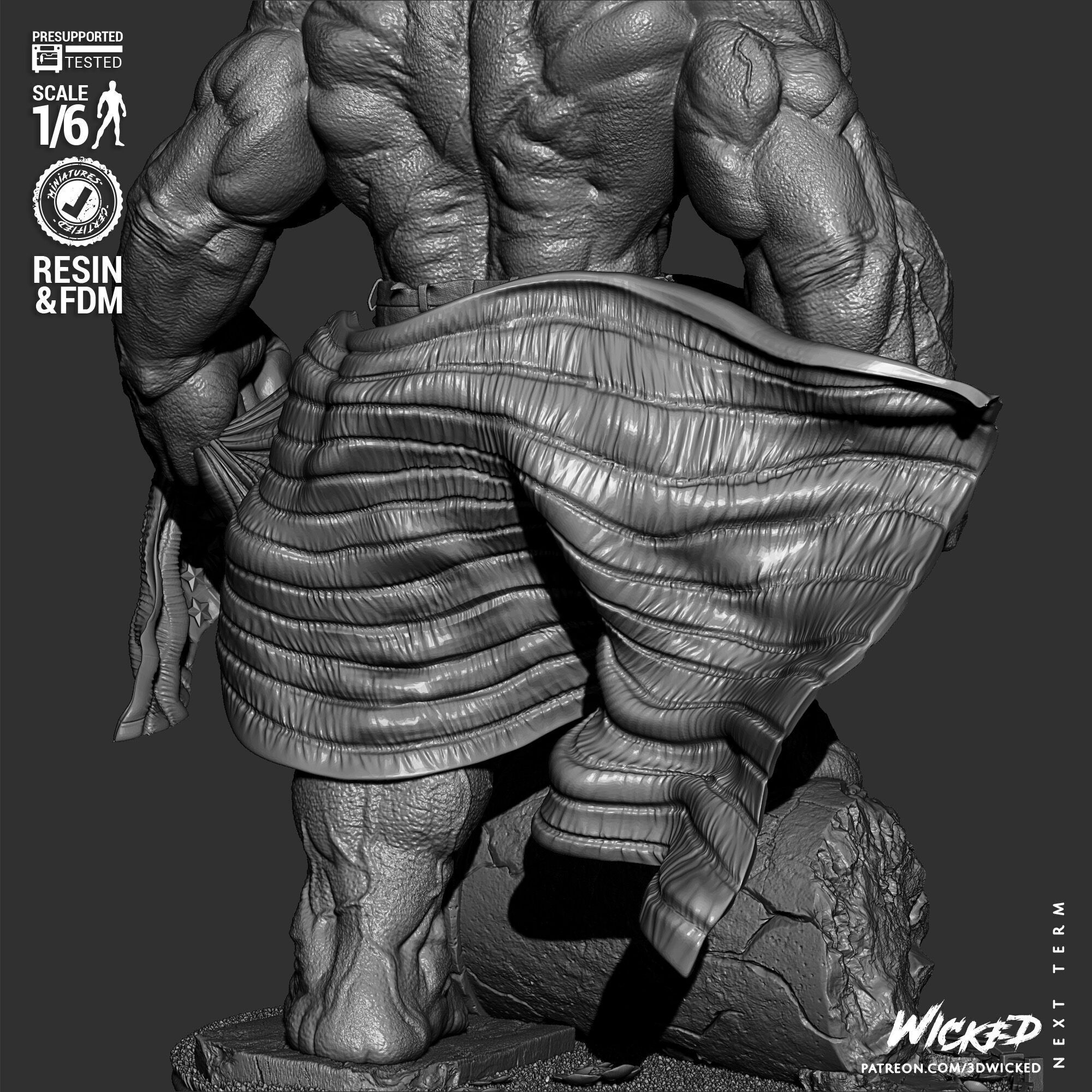 Wicked Marvel Red Hulk Sculpture 3D print model_30