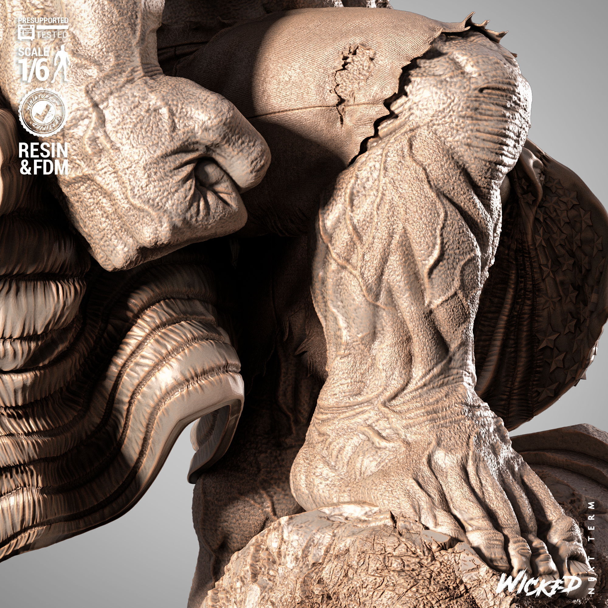 Wicked Marvel Red Hulk Sculpture 3D print model_9