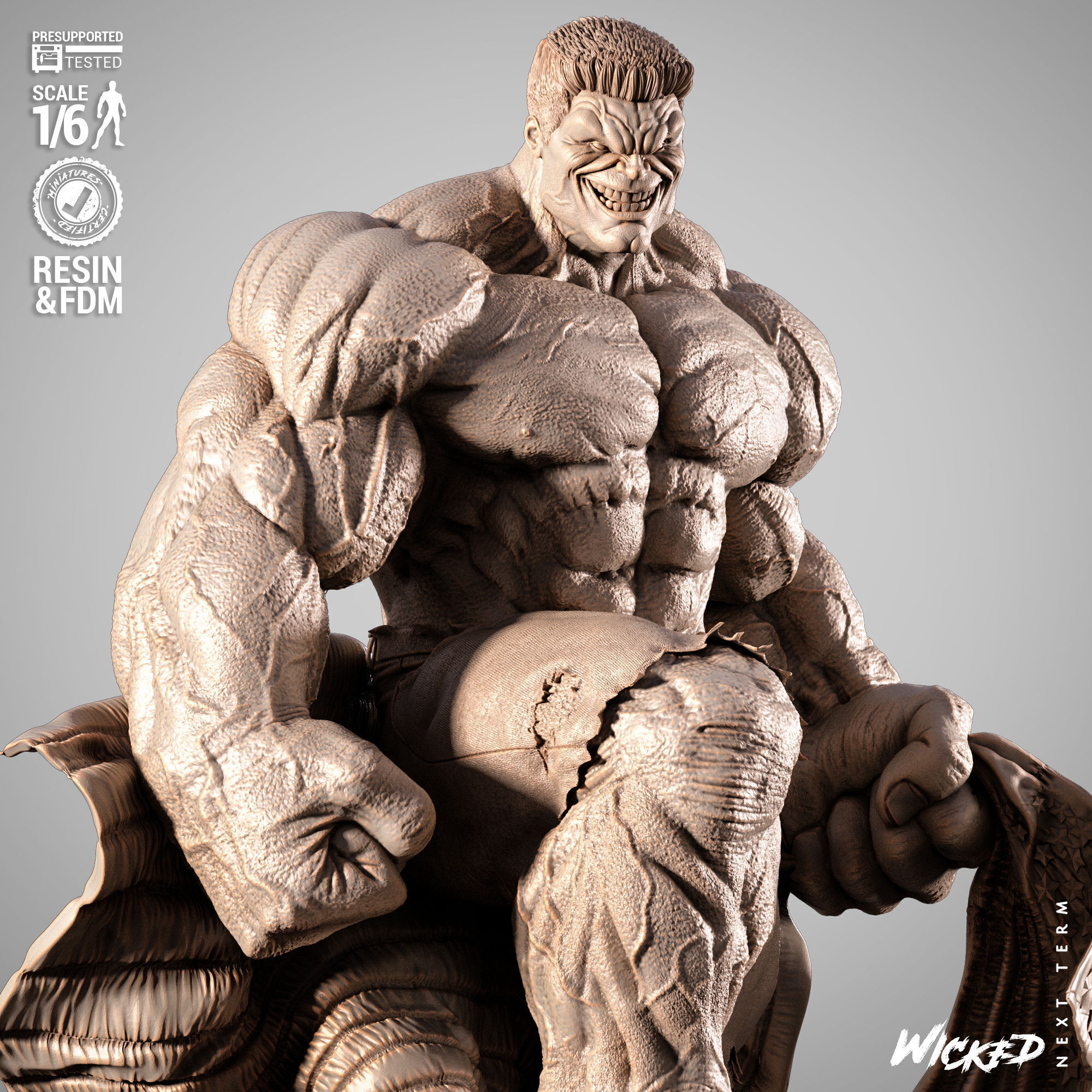Wicked Marvel Red Hulk Sculpture 3D print model_8