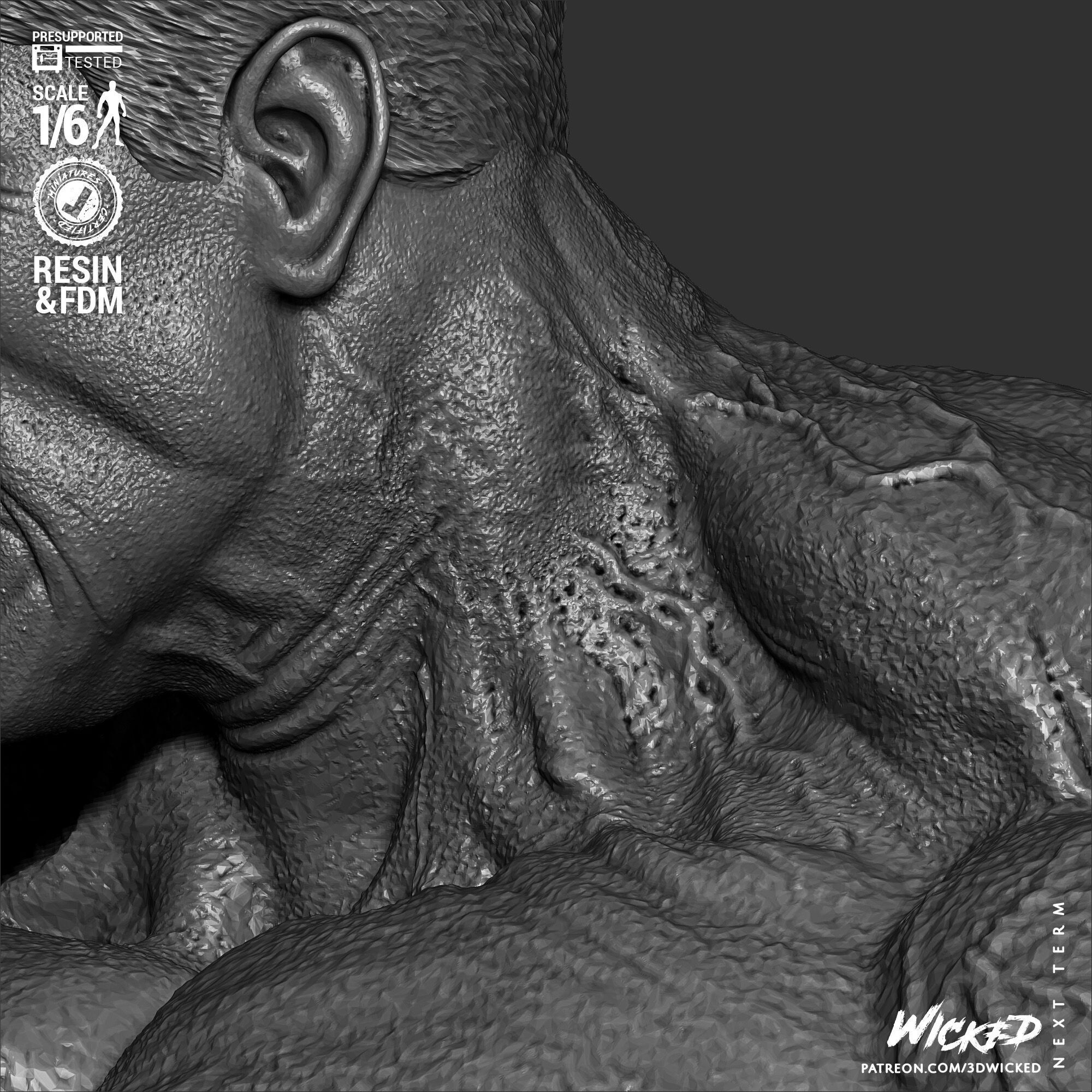 Wicked Marvel Red Hulk Sculpture 3D print model_28