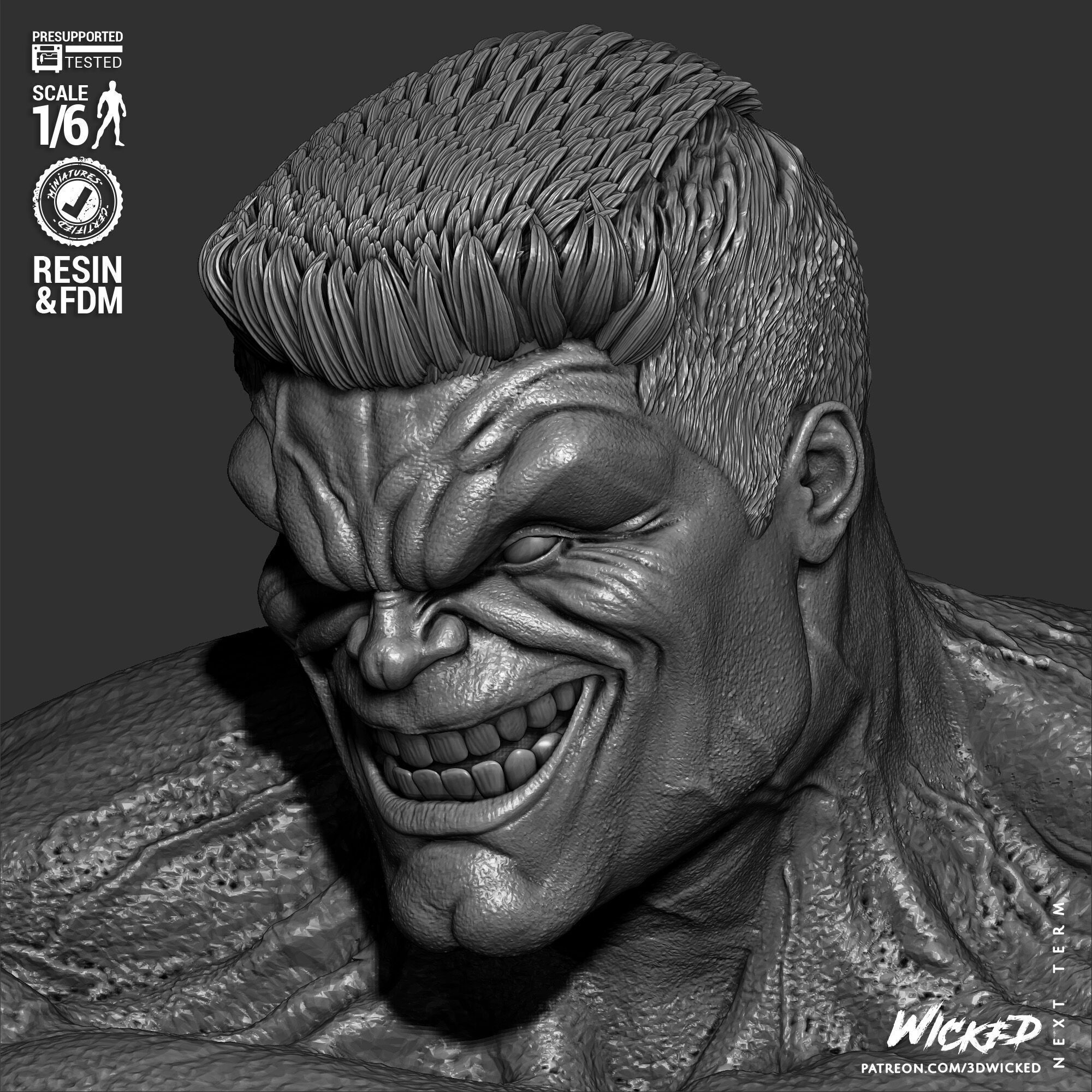 Wicked Marvel Red Hulk Sculpture 3D print model_21
