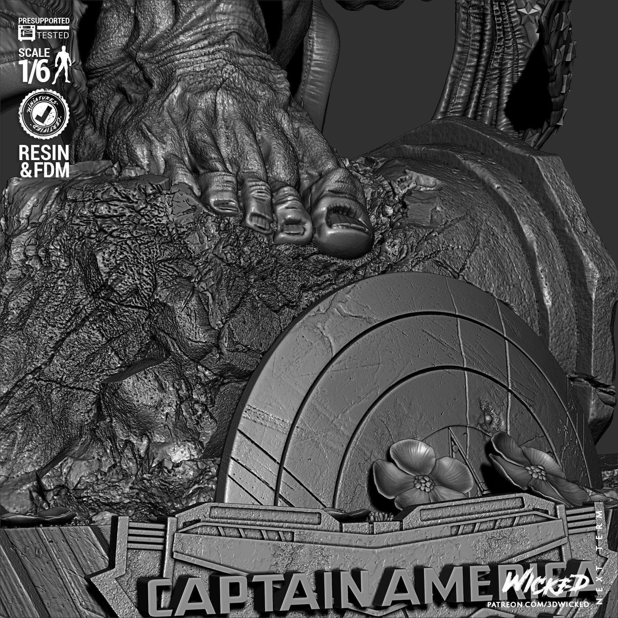 Wicked Marvel Red Hulk Sculpture 3D print model_35