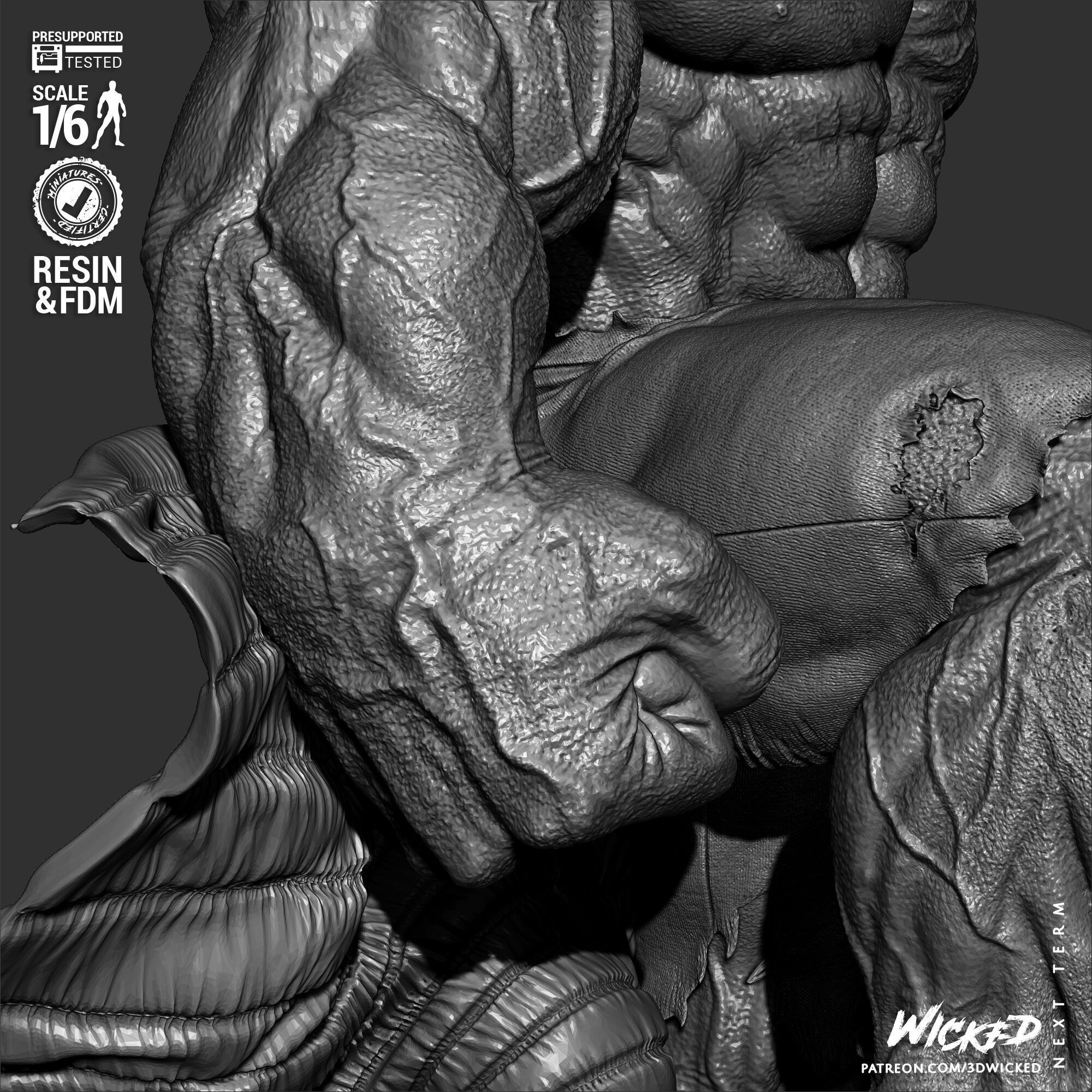Wicked Marvel Red Hulk Sculpture 3D print model_31