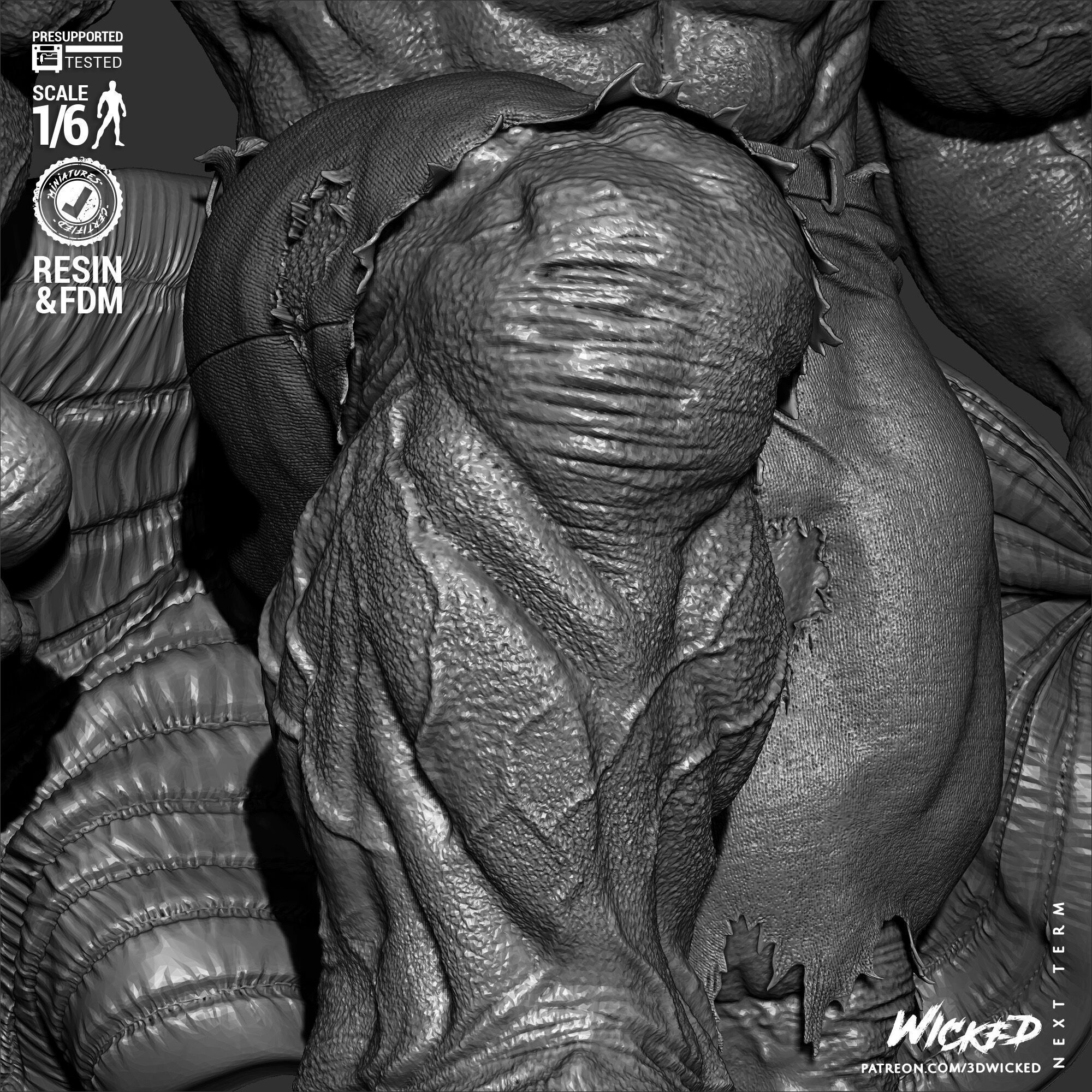 Wicked Marvel Red Hulk Sculpture 3D print model_34