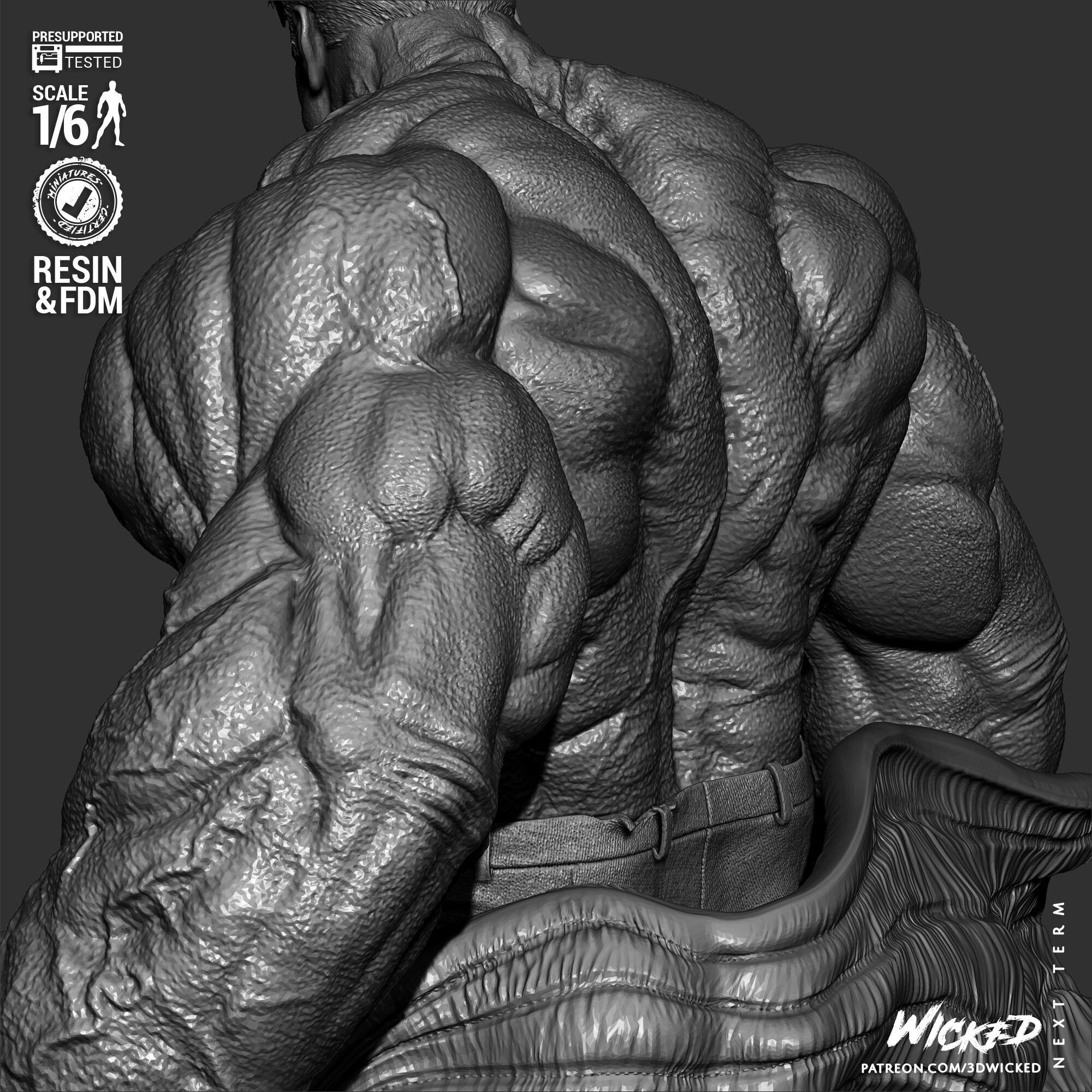 Wicked Marvel Red Hulk Sculpture 3D print model_33