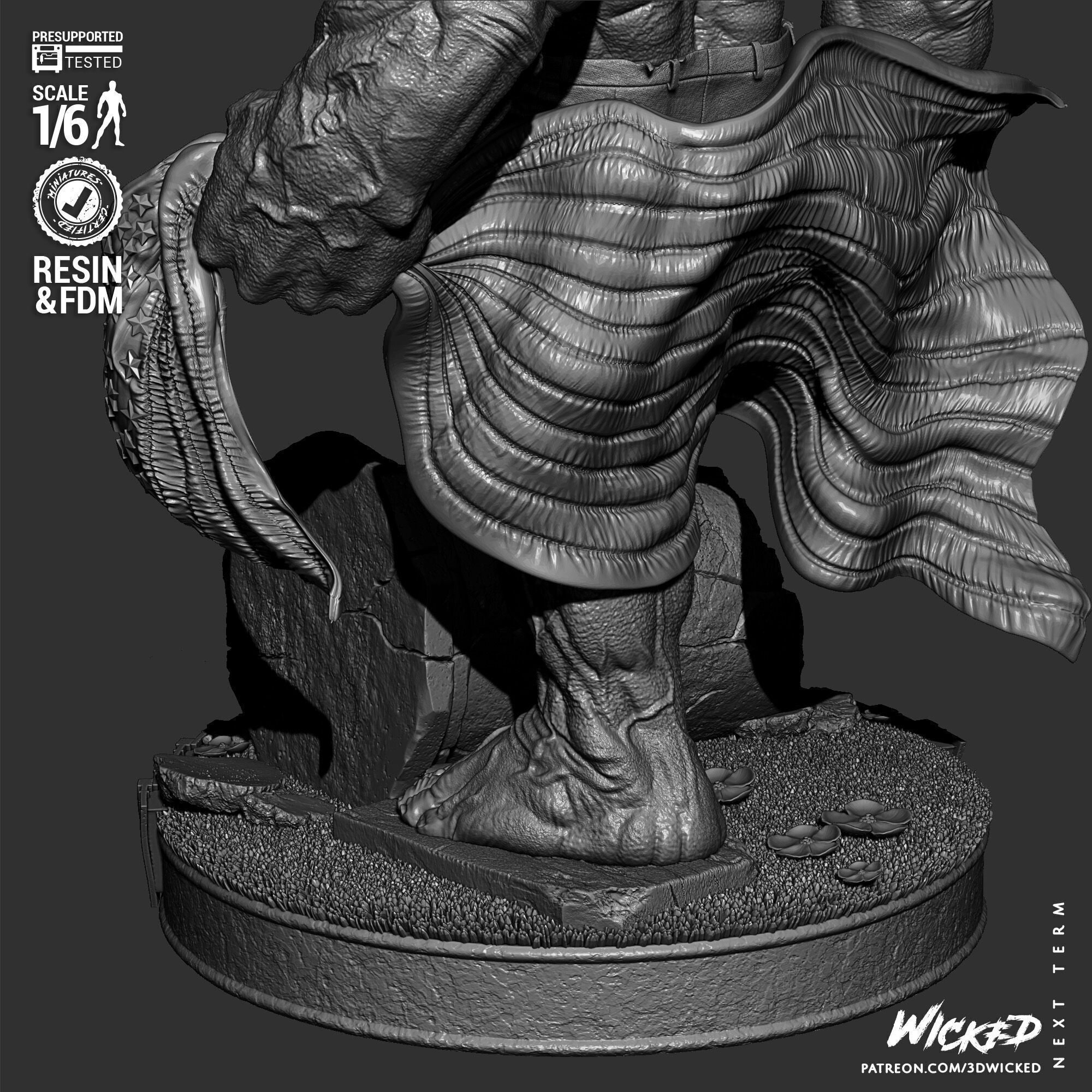 Wicked Marvel Red Hulk Sculpture 3D print model_39