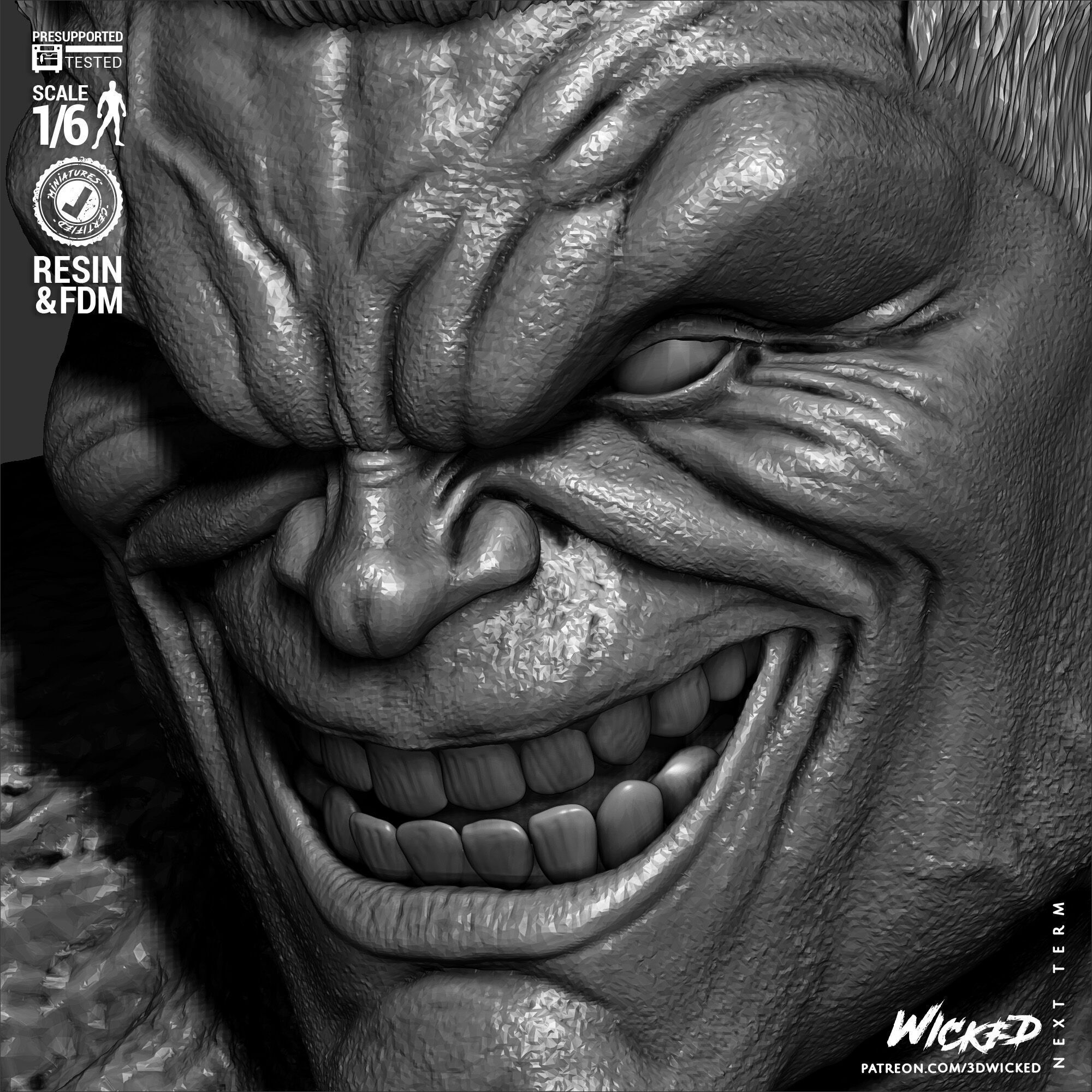 Wicked Marvel Red Hulk Sculpture 3D print model_19