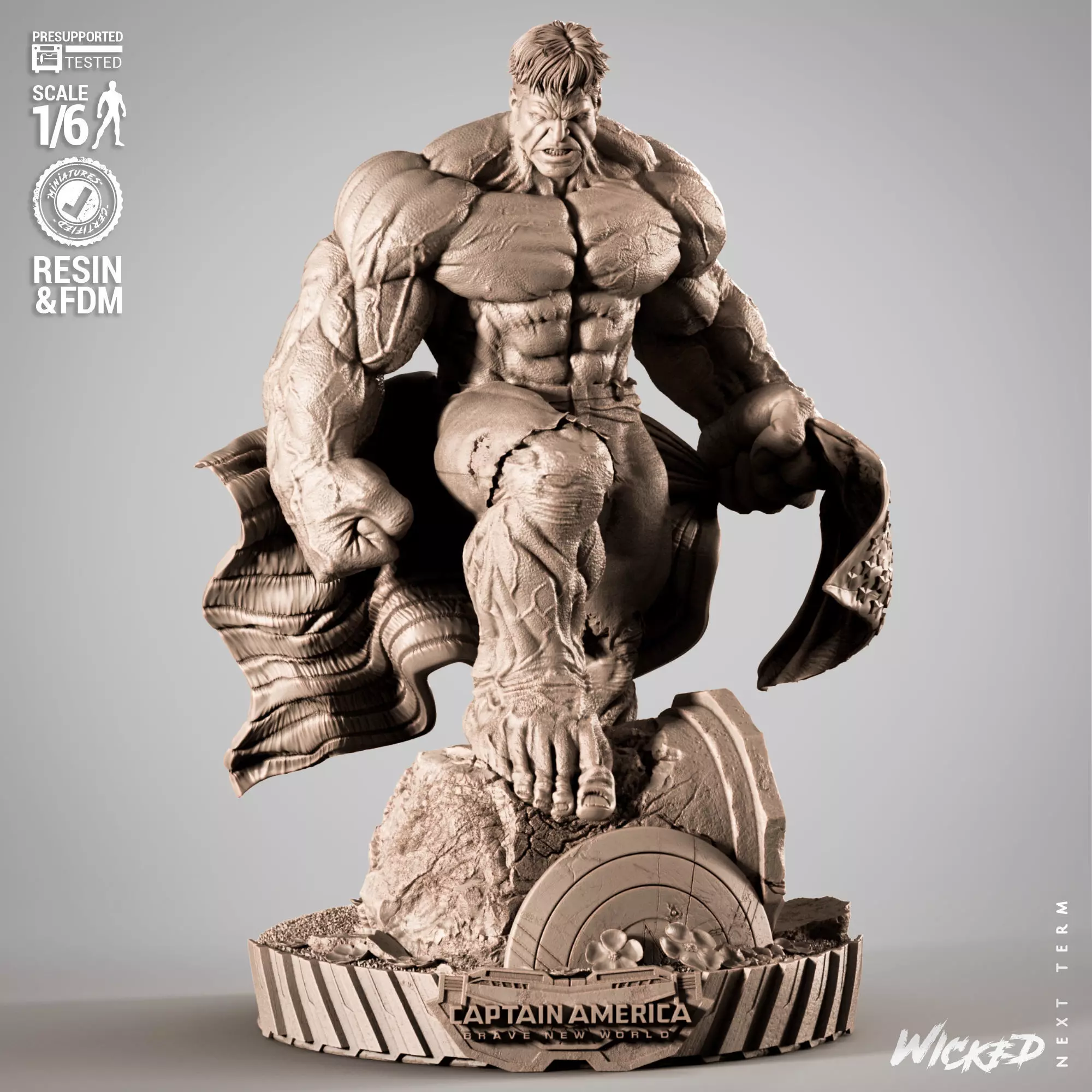 Wicked Marvel Red Hulk Sculpture 3D print model_0