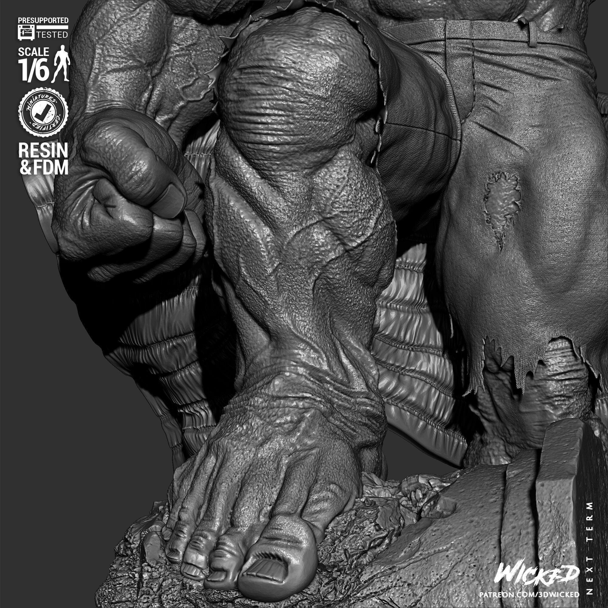 Wicked Marvel Red Hulk Sculpture 3D print model_37
