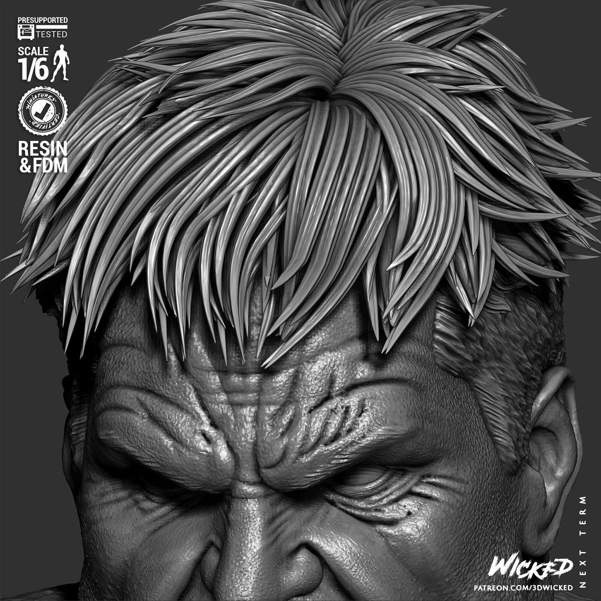 Wicked Marvel Red Hulk Sculpture 3D print model_15