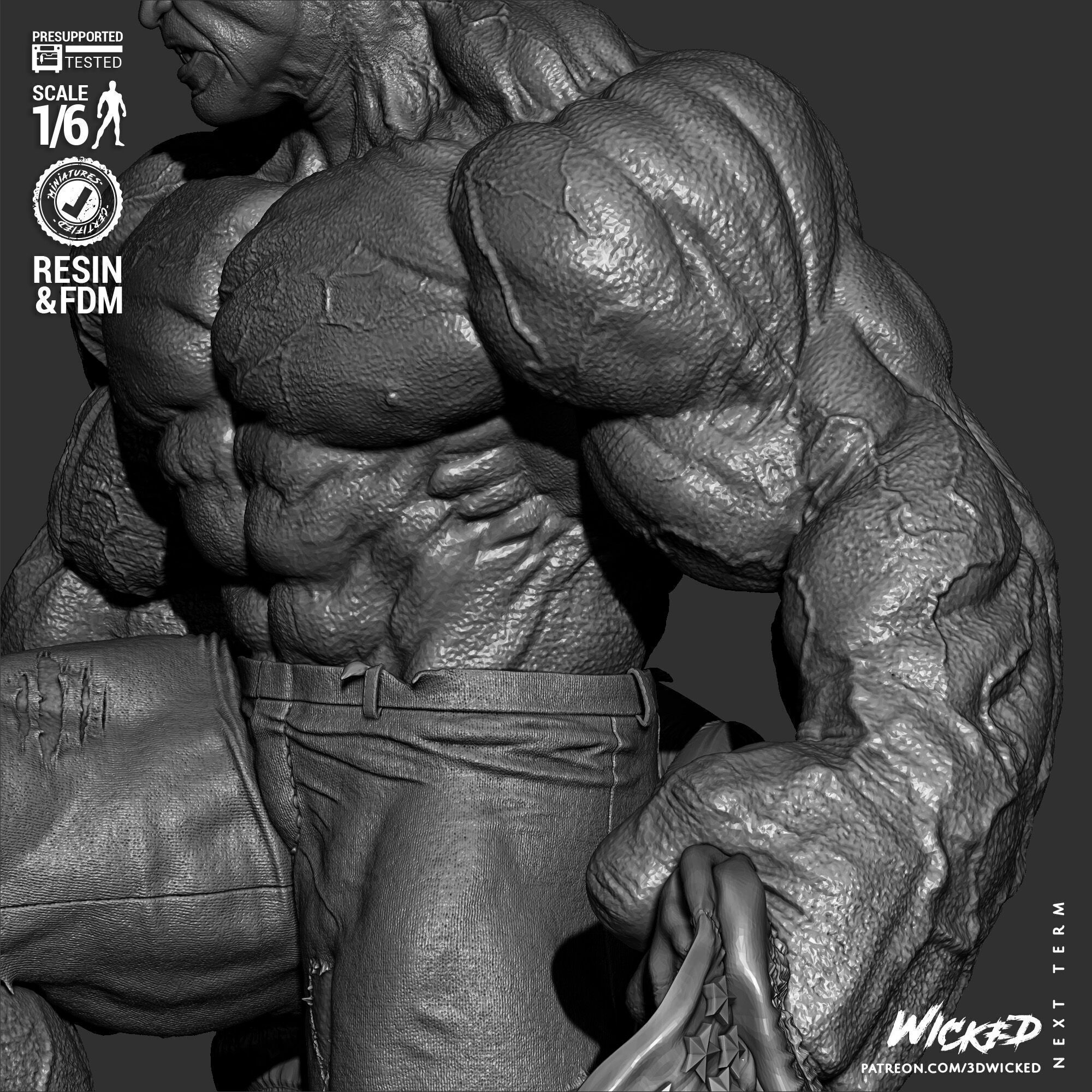 Wicked Marvel Red Hulk Sculpture 3D print model_32