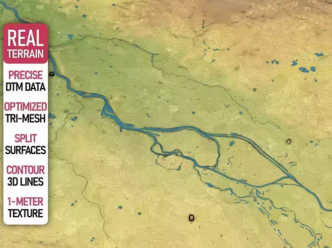 Wroclaw - Topography Terrain Low-poly 3D model