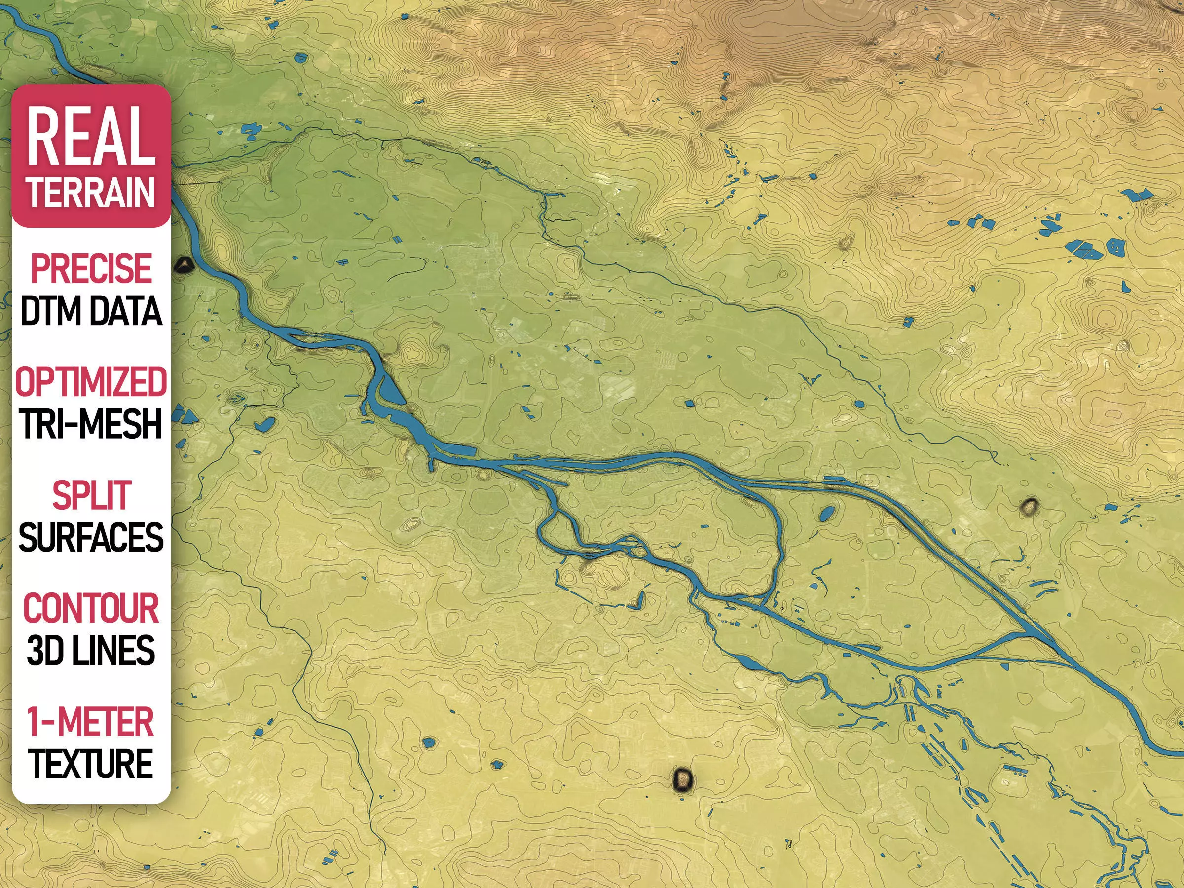 Wroclaw - Topography Terrain Low-poly 3D model_0