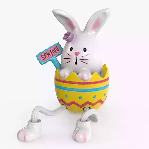 Easterbunny Sculpture With Sign Low-poly 3D model