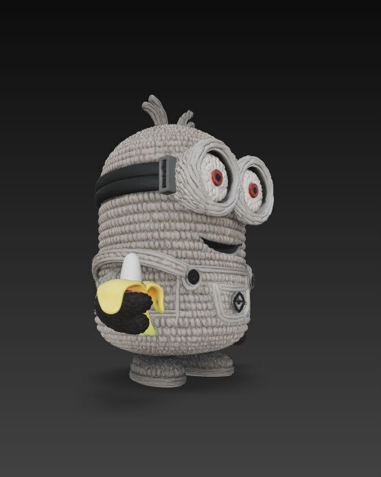 Minion Bob Knit Figure Banana Hero 3D model_2