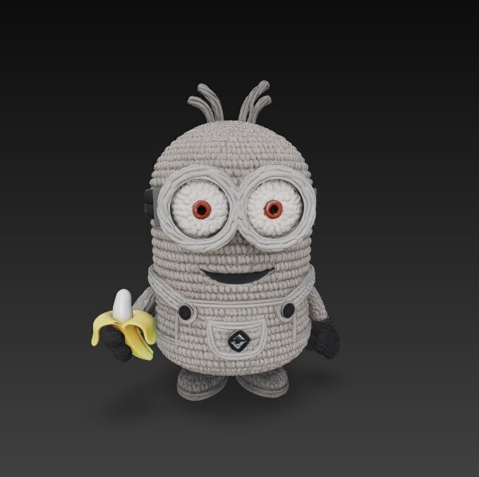 Minion Bob Knit Figure Banana Hero 3D model_8