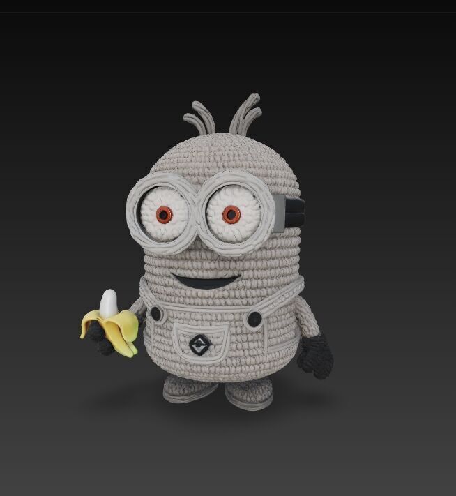 Minion Bob Knit Figure Banana Hero 3D model_7