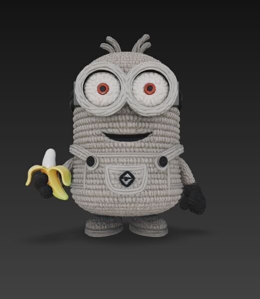 Minion Bob Knit Figure Banana Hero 3D model_1