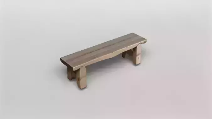 Rustic Wooden Bench 3D Model