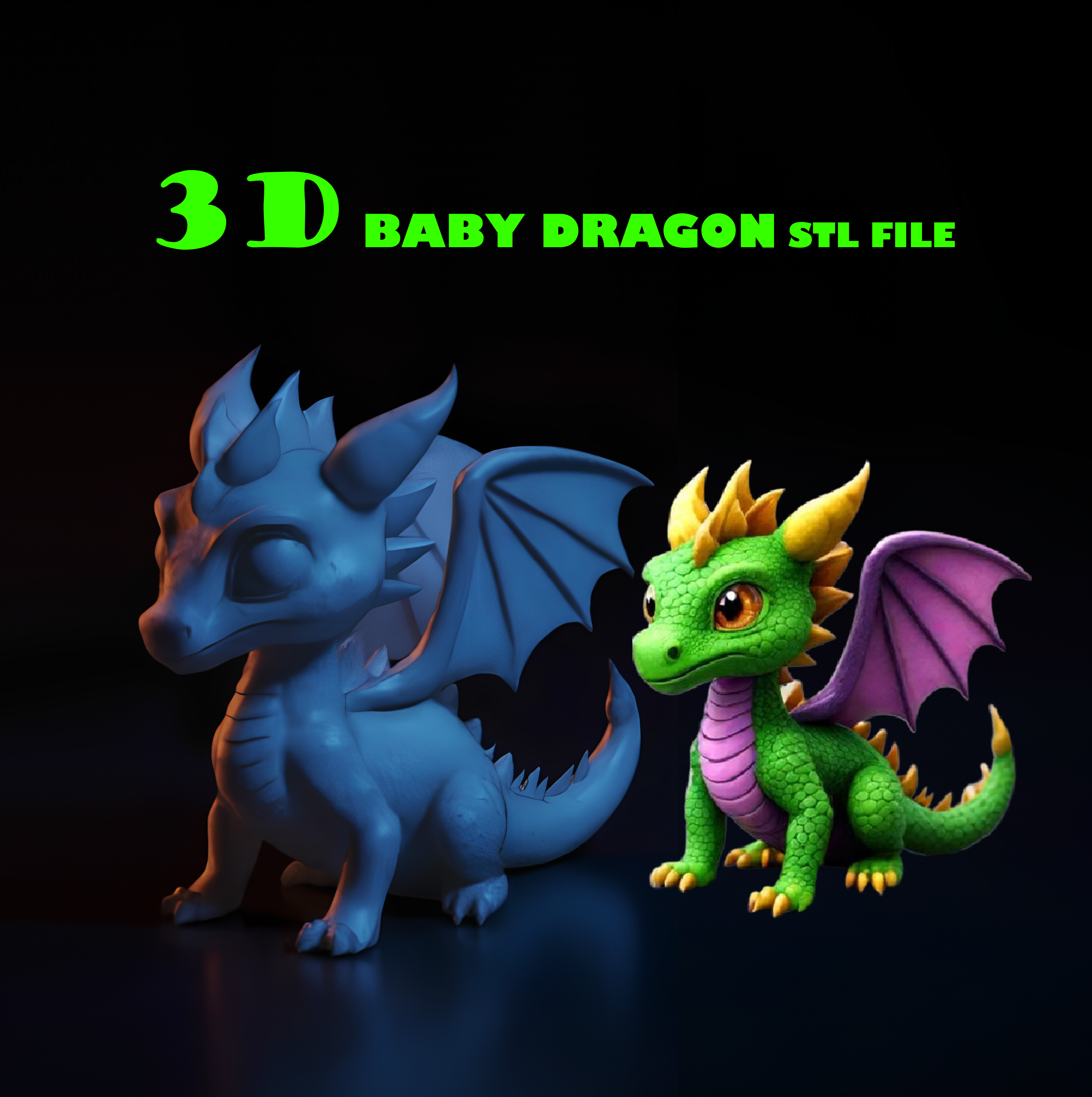 Baby Dragon 3D Printing Model Detailed STL File 3D print model_1