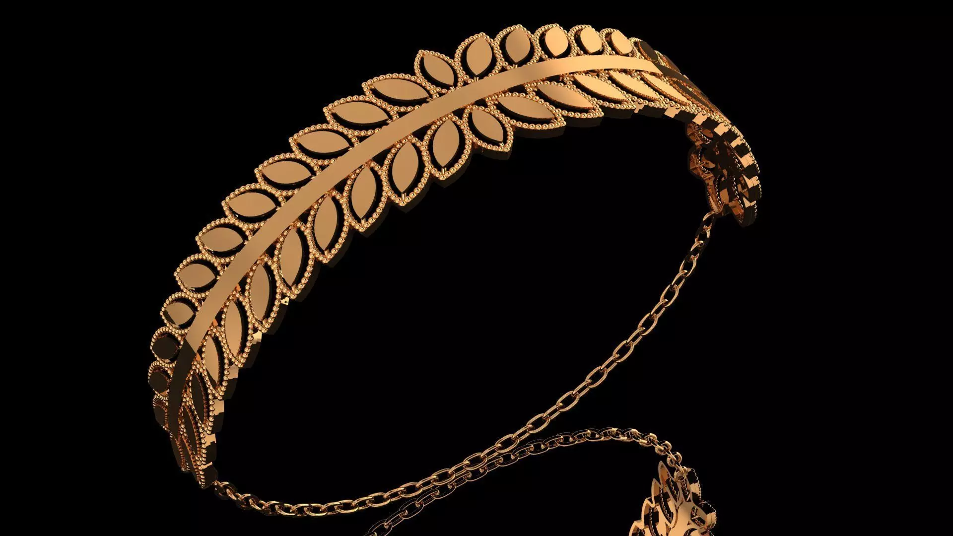 1390 Elegant Leaf Motif Bracelet 10gm 3D print model