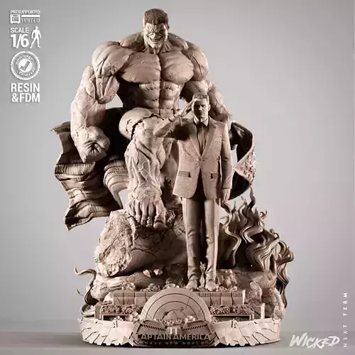 Wicked Marvel Ross and Red Hulk Diorama Sculpture 3D print model