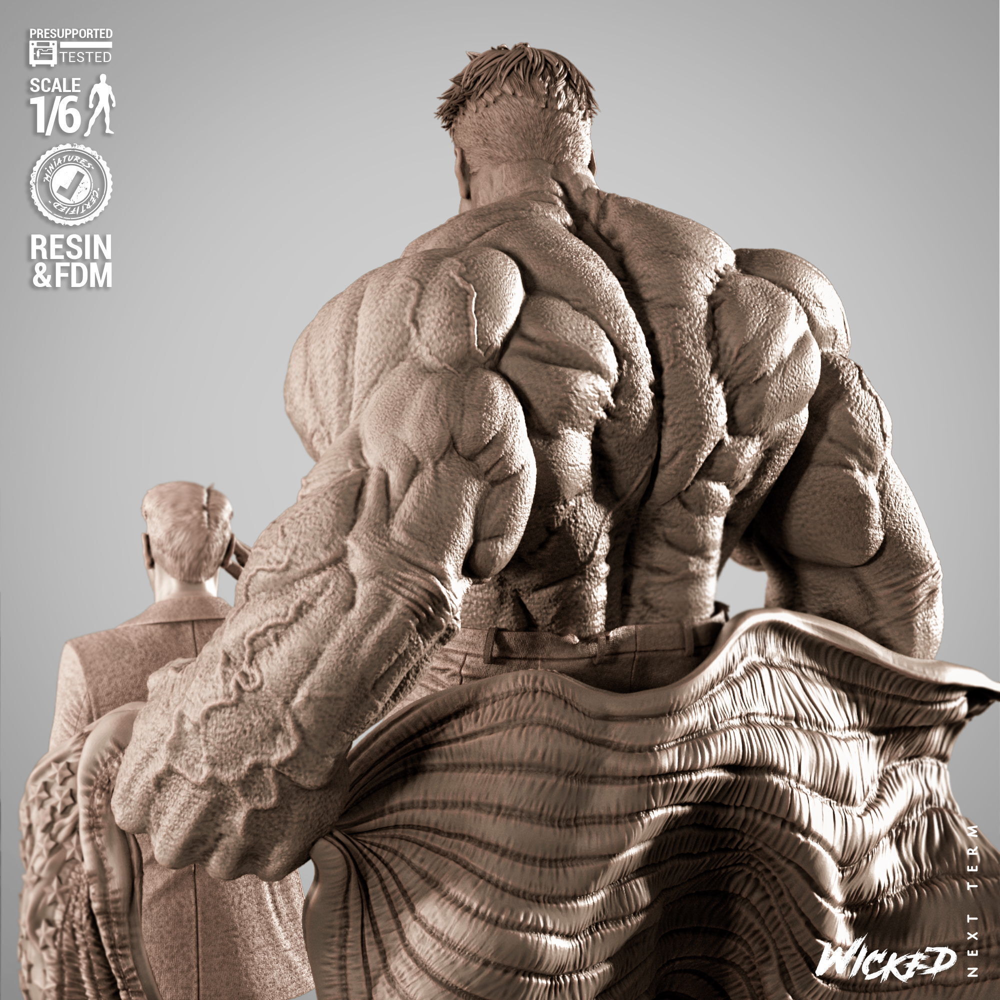 Wicked Marvel Ross and Red Hulk Diorama Sculpture 3D print model_3