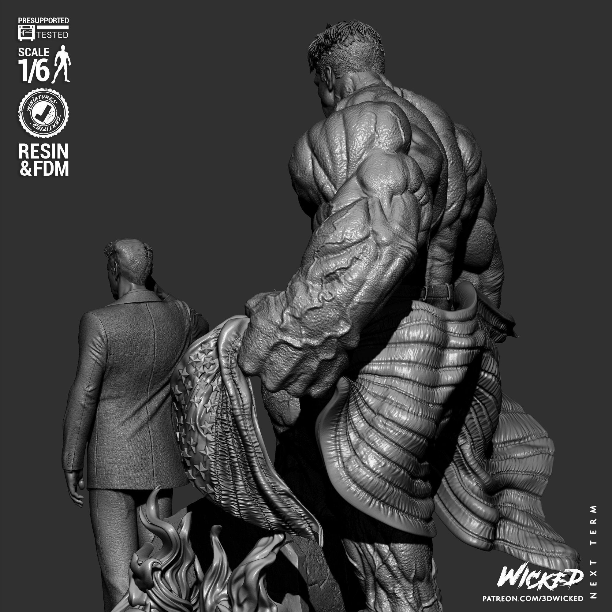 Wicked Marvel Ross and Red Hulk Diorama Sculpture 3D print model_22