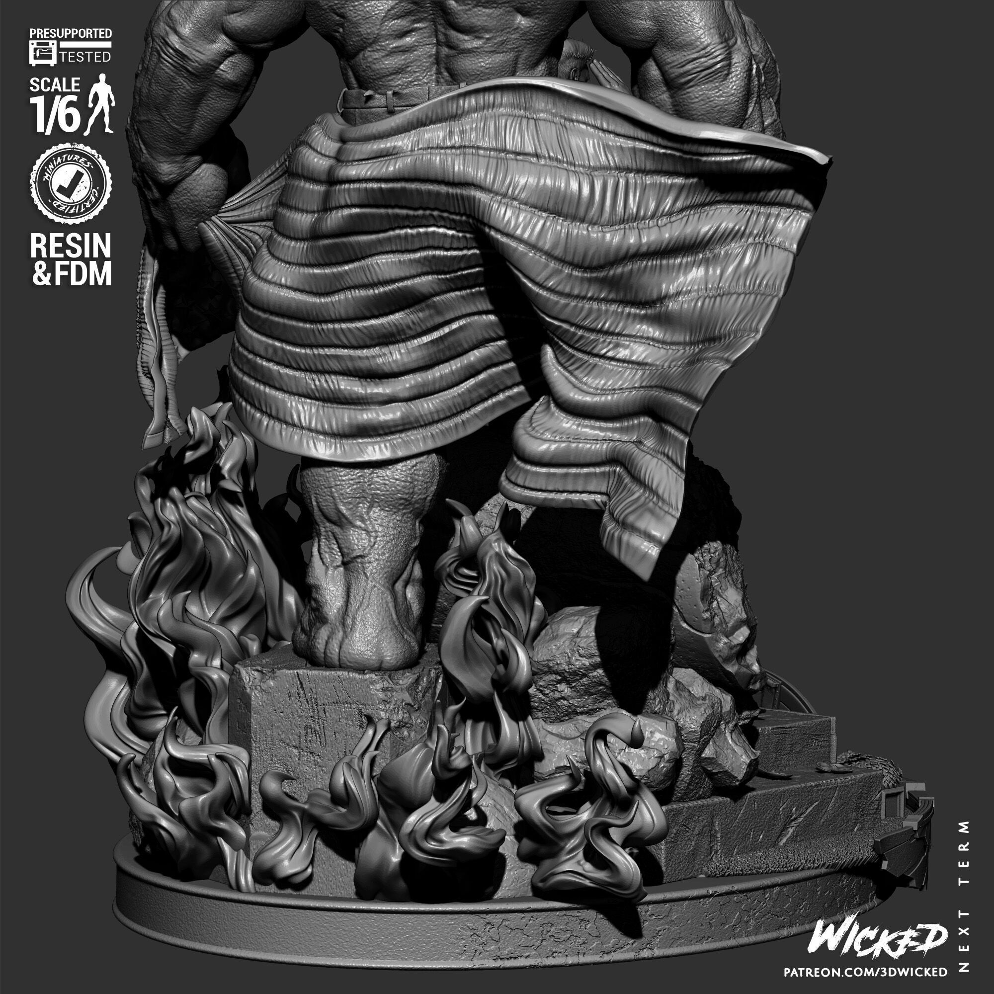 Wicked Marvel Ross and Red Hulk Diorama Sculpture 3D print model_23