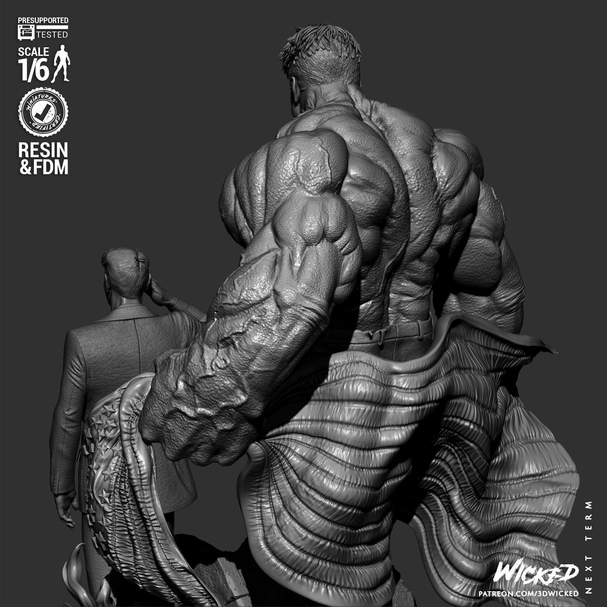 Wicked Marvel Ross and Red Hulk Diorama Sculpture 3D print model_32