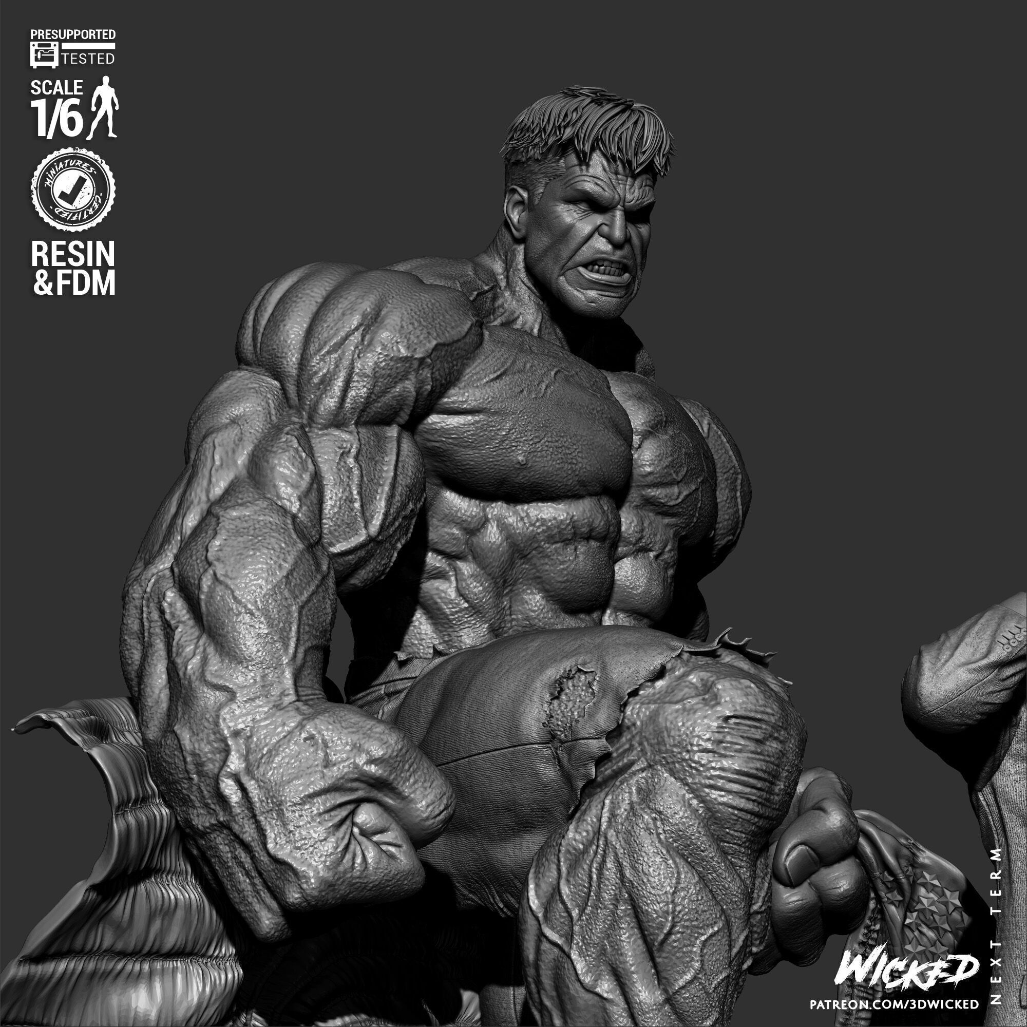 Wicked Marvel Ross and Red Hulk Diorama Sculpture 3D print model_37