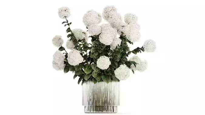 Festive Bouquet Glass Vase With White Hydrangea 581